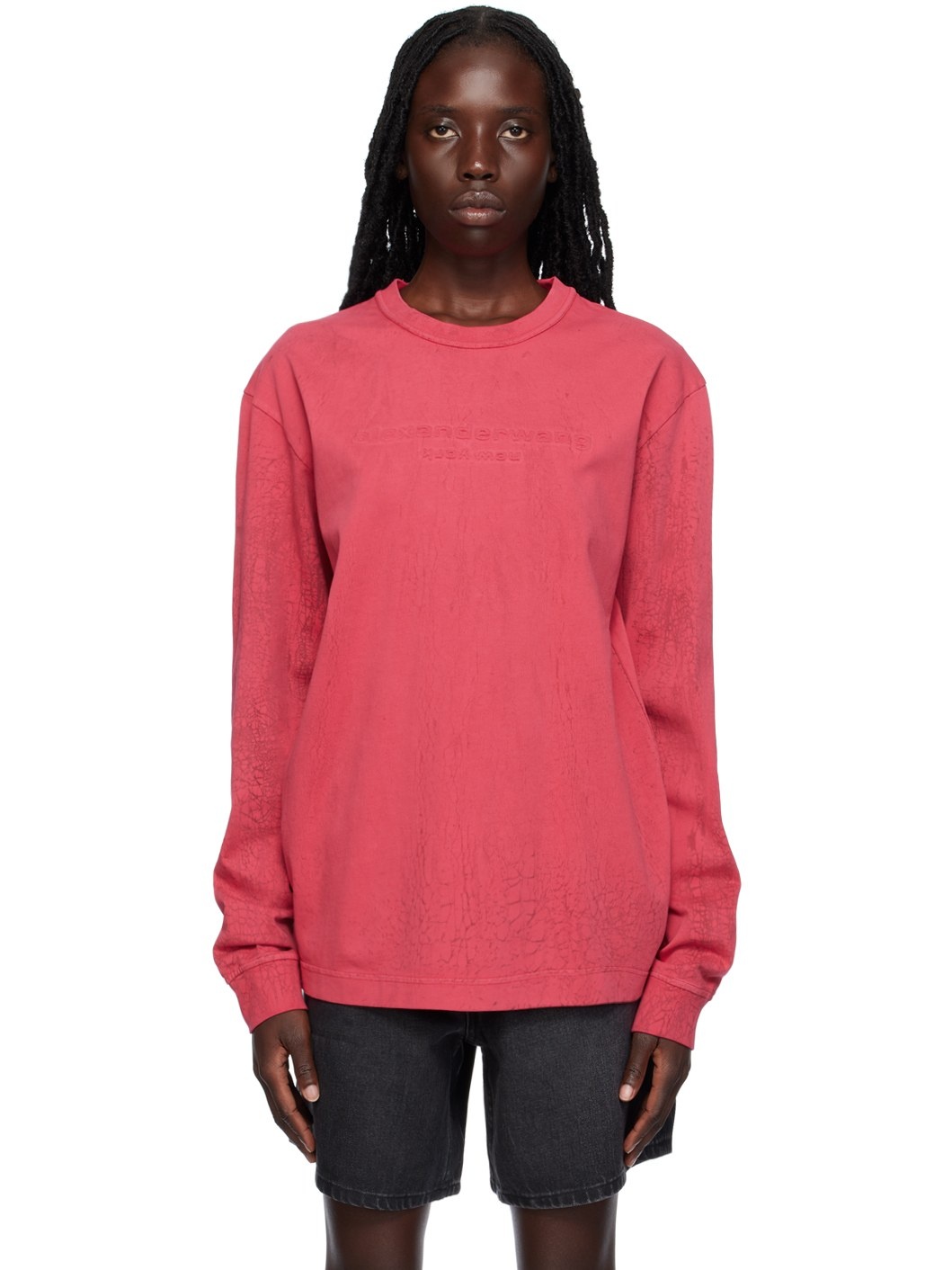 Red Overdyed Long Sleeve T-Shirt - 1