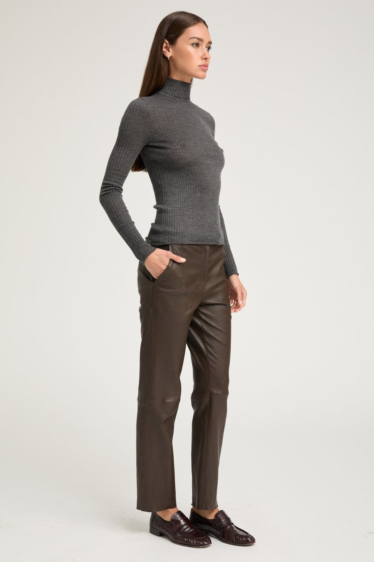 AMERICANO LEATHER SOPHIA CIGARETTE TROUSERS - 2