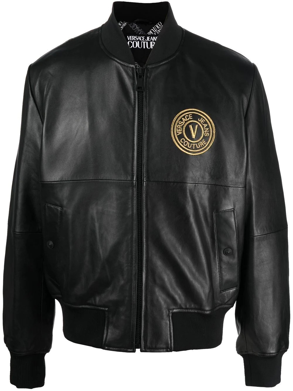 V-Emblem faux-leather bomber jacket - 1