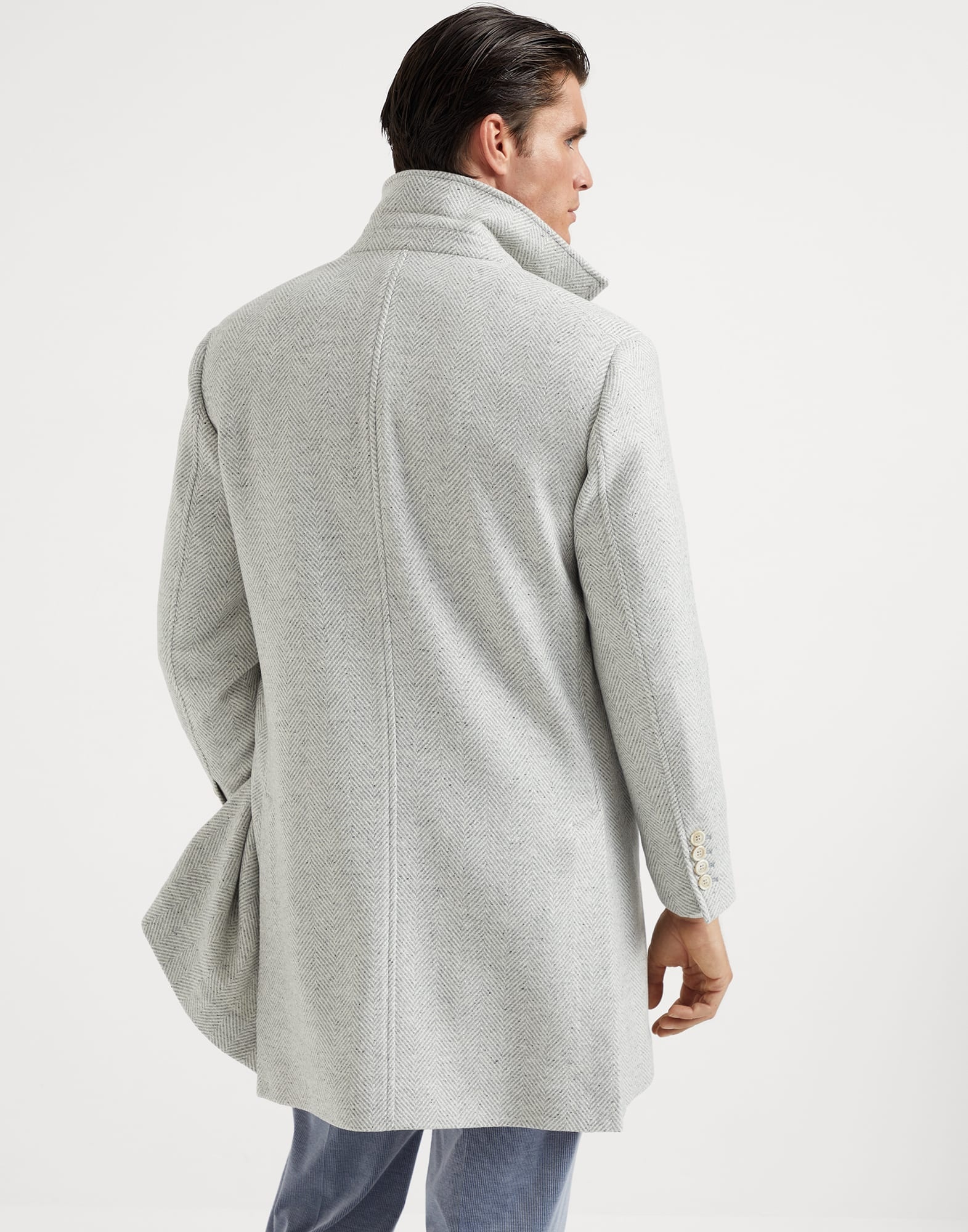 Wool, silk and cashmere chevron coat - 2