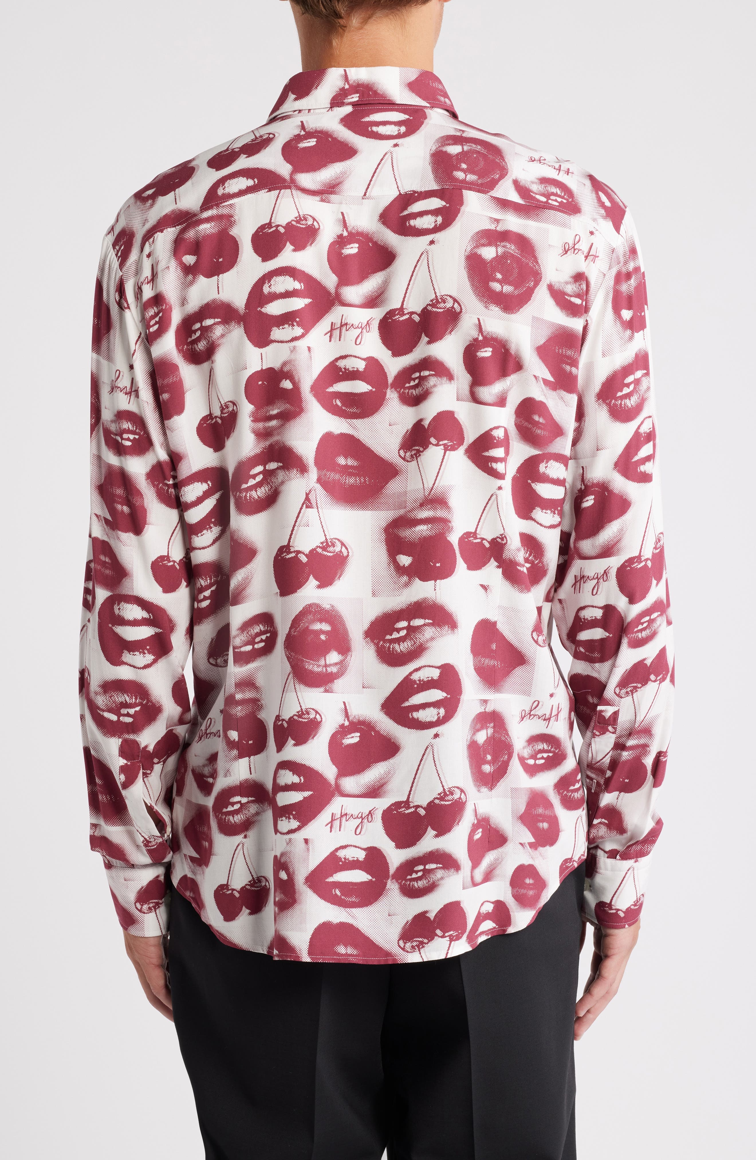 HUGO Ermo Lips & Cherries Print Button-Up Shirt at Nordstrom - 3