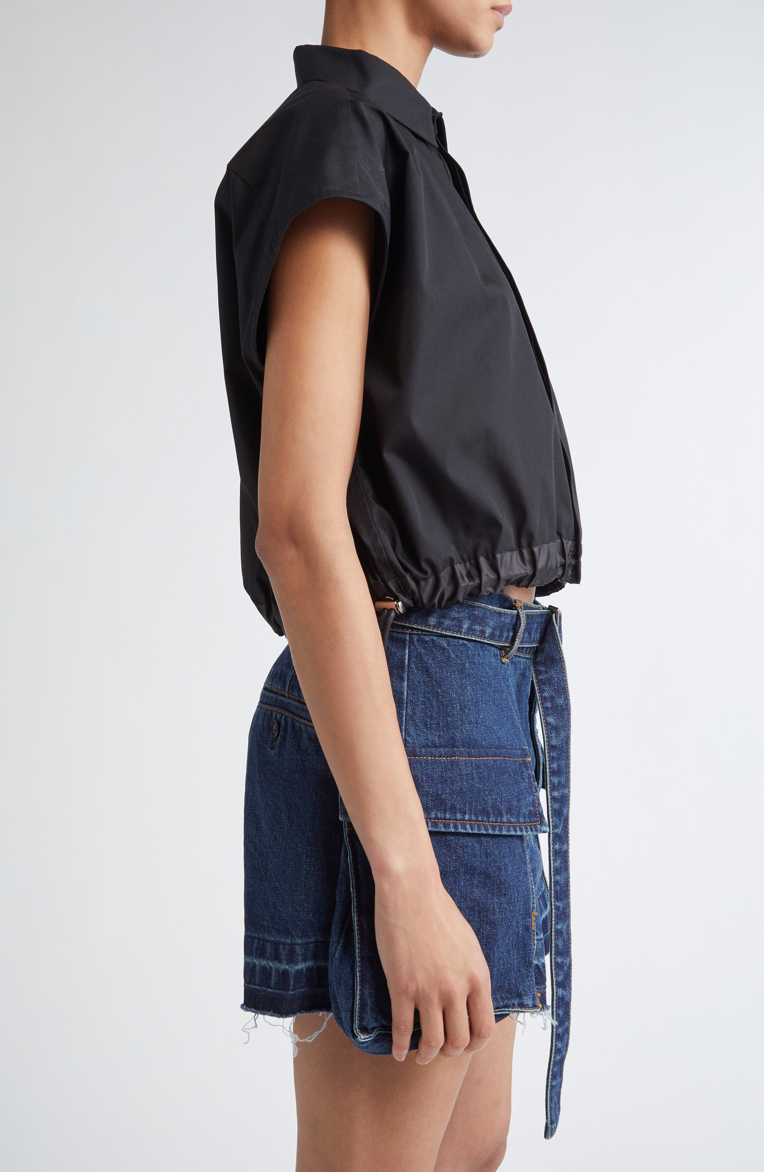 Sacai x Thomas Mason Mixed Media Top in Black 001 at Nordstrom - 4