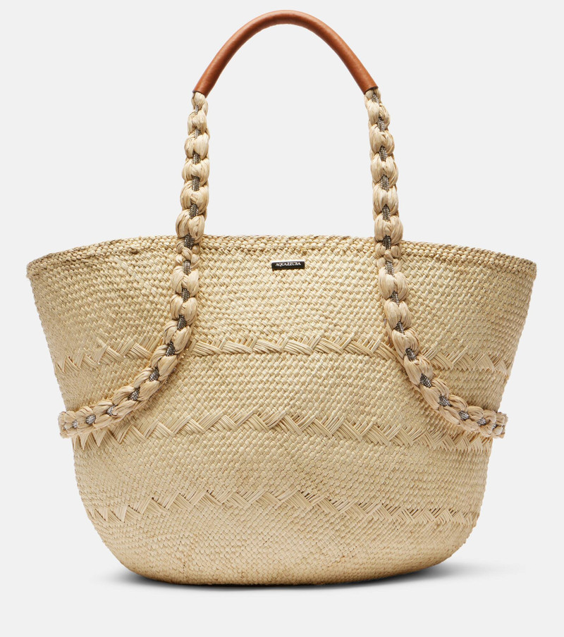 Isla raffia-effect tote bag 1