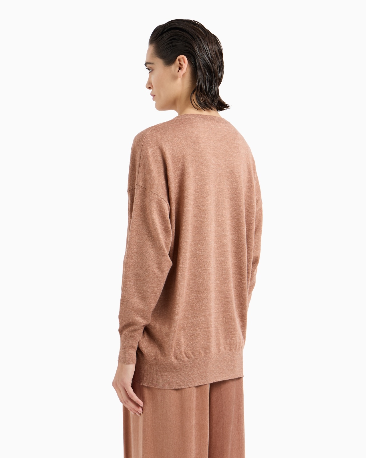 CASHMERE, SILK AND HEMP V-NECK JUMPER - 3