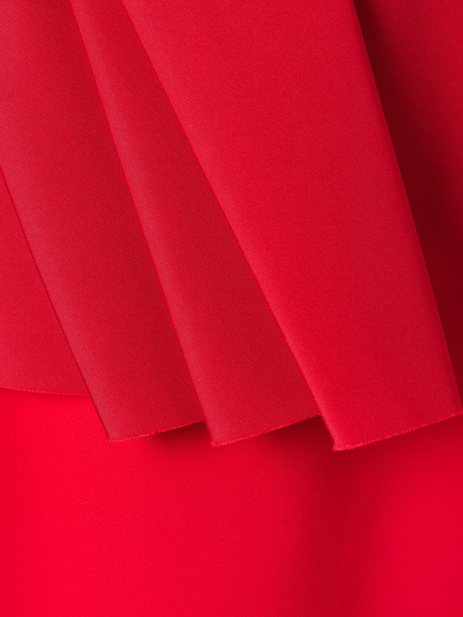 One-shoulder grosgrain-trimmed gathered crepe gown Red - 4