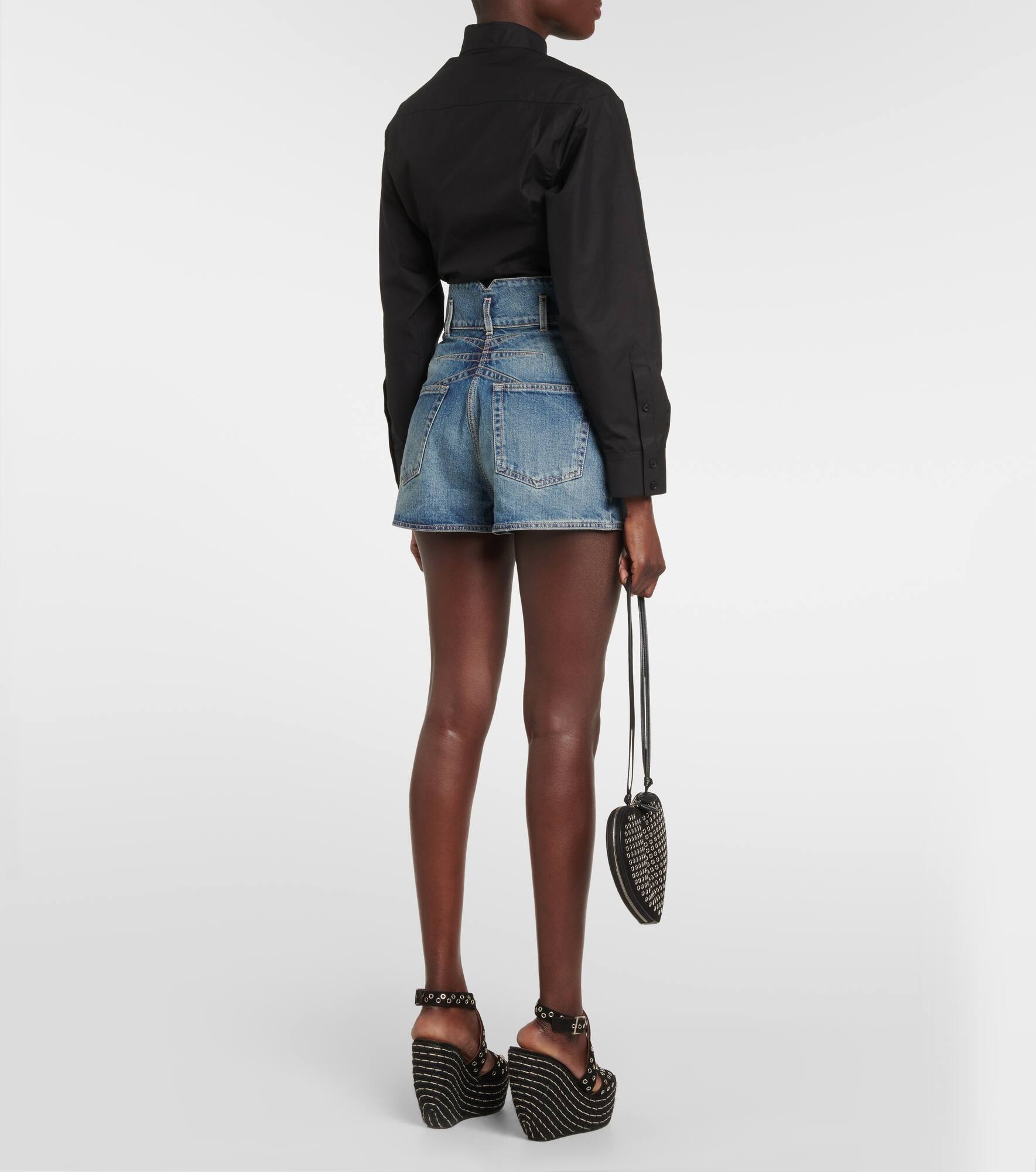 High-rise denim shorts - 3