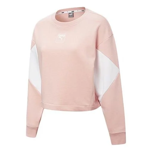 (WMNS) PUMA Rebel Crew Cropped Training Sweatshirt 'Pink White' 586520-15 - 1
