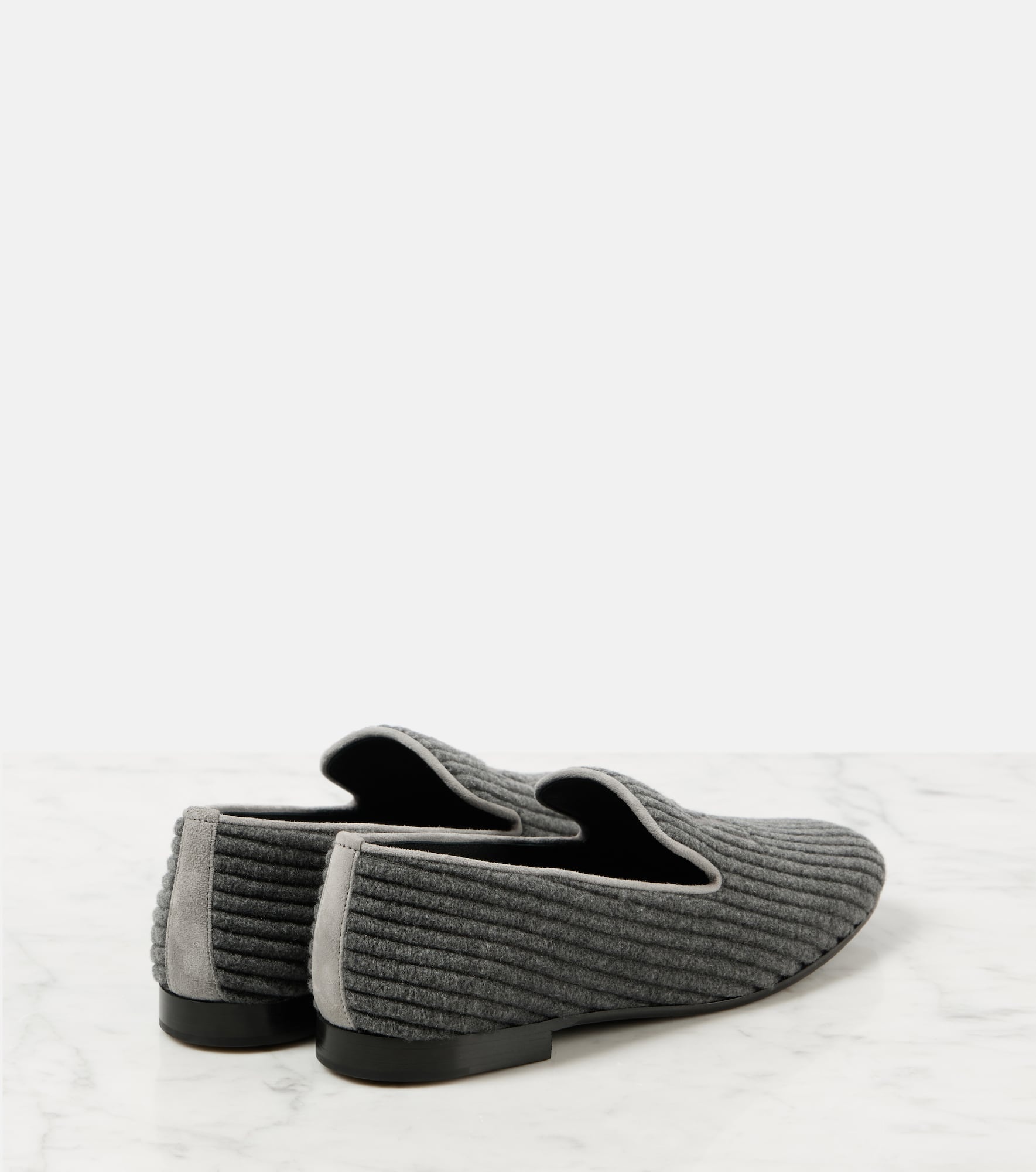 Logo embroidered velvet corduroy loafers - 2