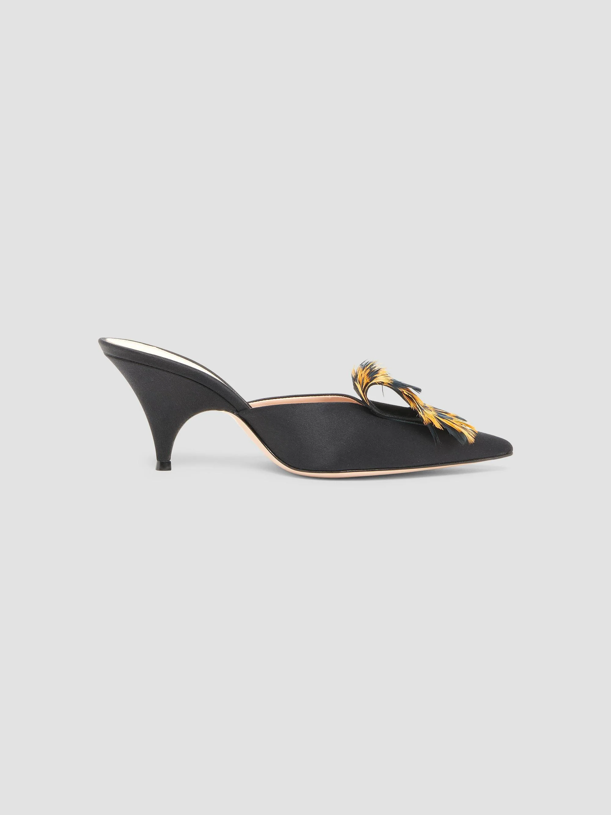 Women's 70MM Crepe Satin Stretch Mules - Black - 1