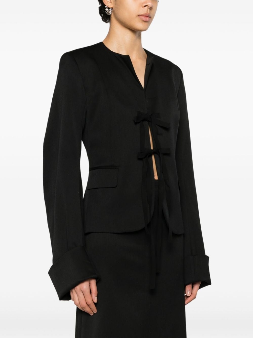 tie-fastening crepe blazer - 3