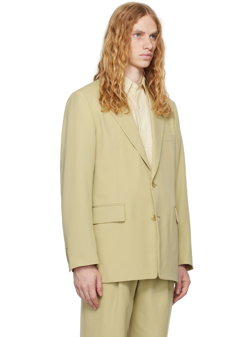 Khaki Light Wool Max Gabardine Blazer - 2