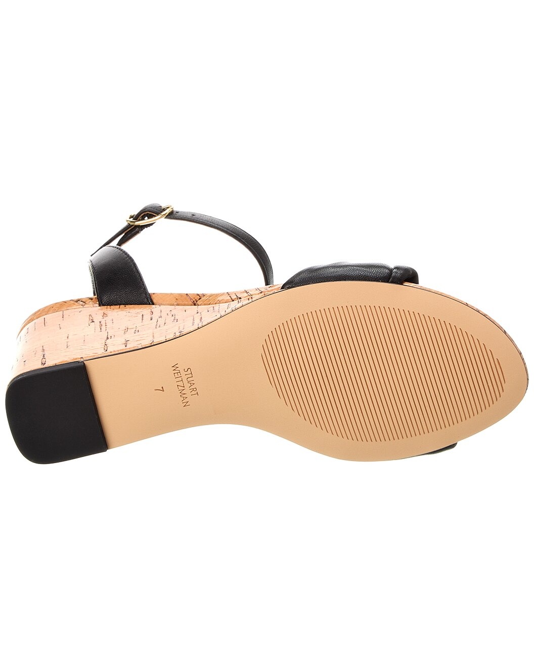 Stuart Weitzman Everly 75 Leather Wedge Sandal - 4
