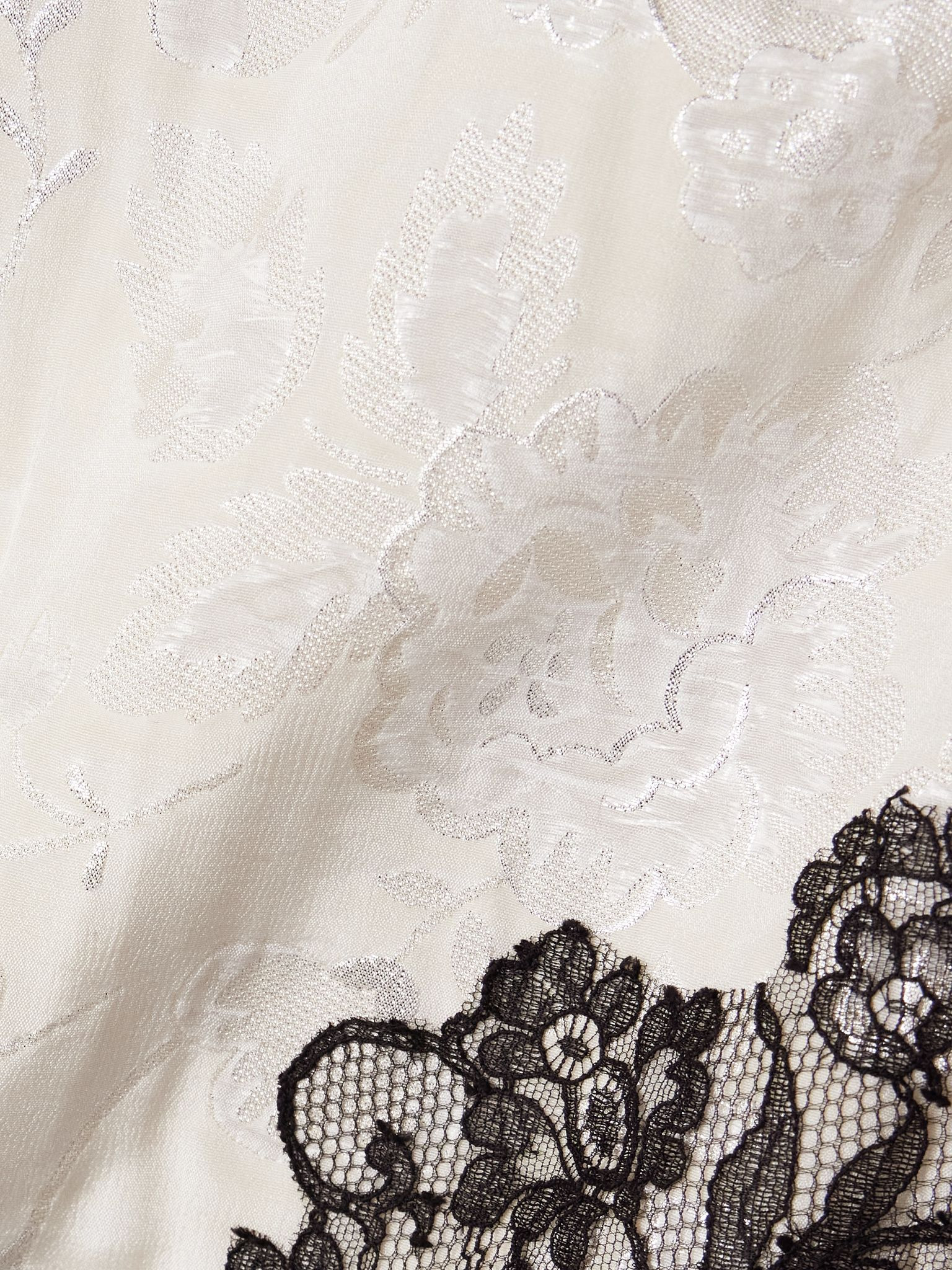 Cotton-blend Chantilly lace and metallic jacquard maxi skirt Ivory - 5