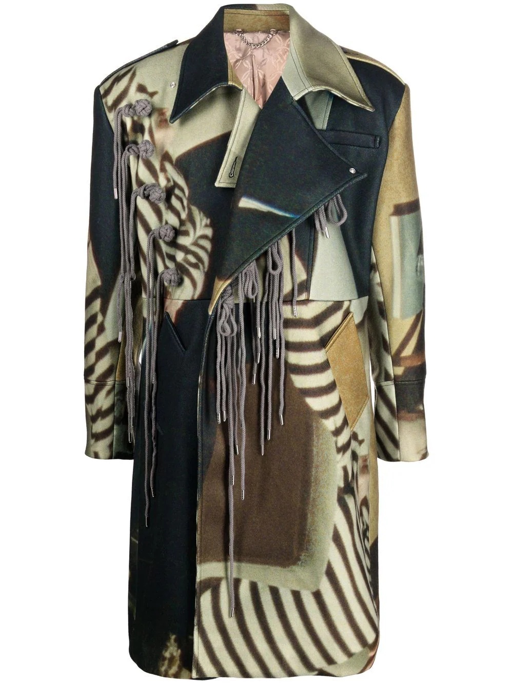 photographic-print fringed coat - 1