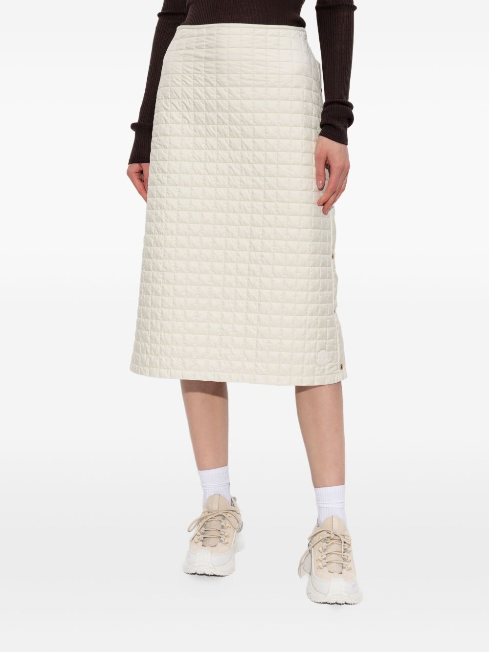 quilted button-fastening midi skirt - 3