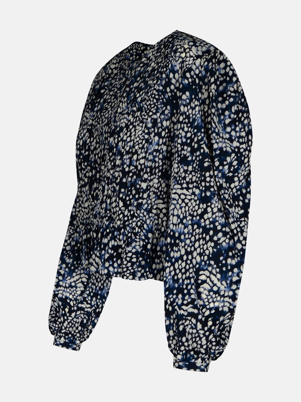 'GELINA' BLUE SILK BLEND BLOUSE - 2