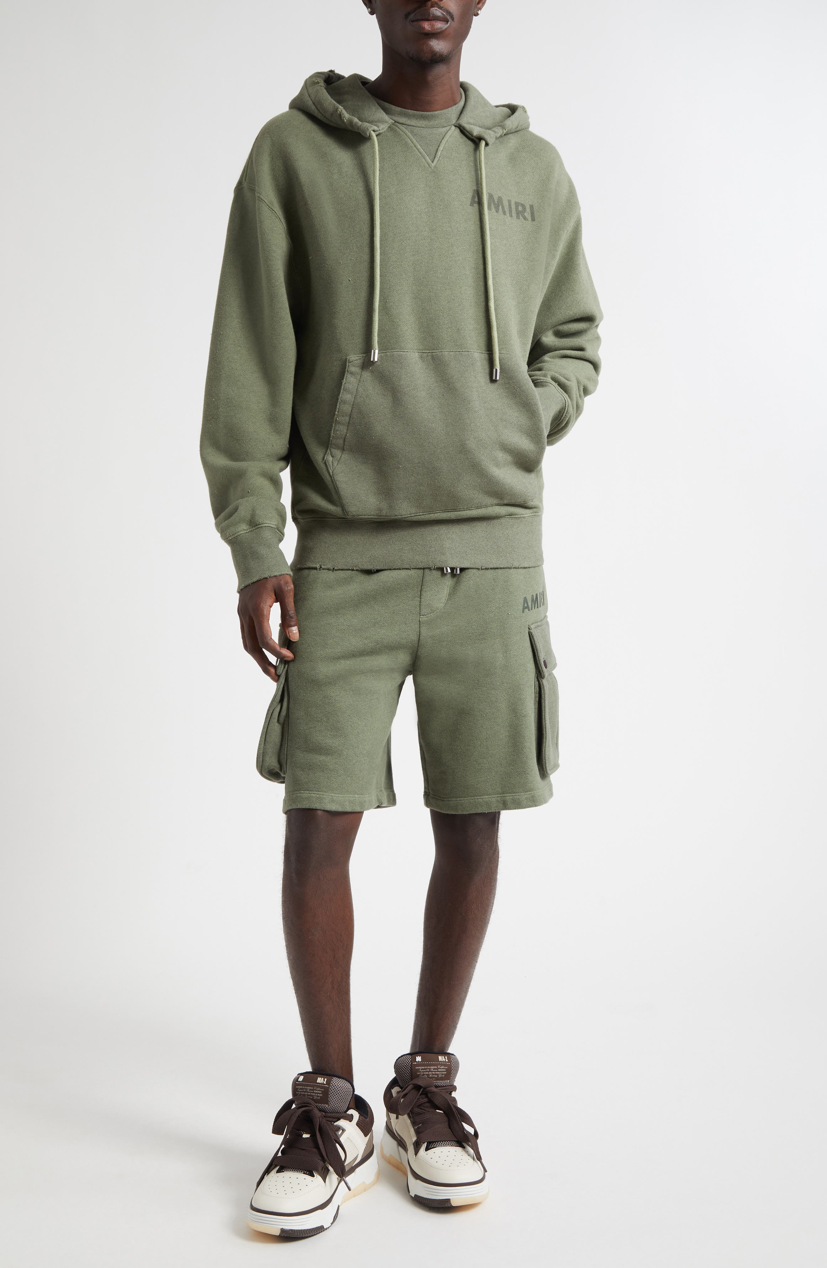 AMIRI Stencil Logo Cargo Shorts in Olive at Nordstrom - 2