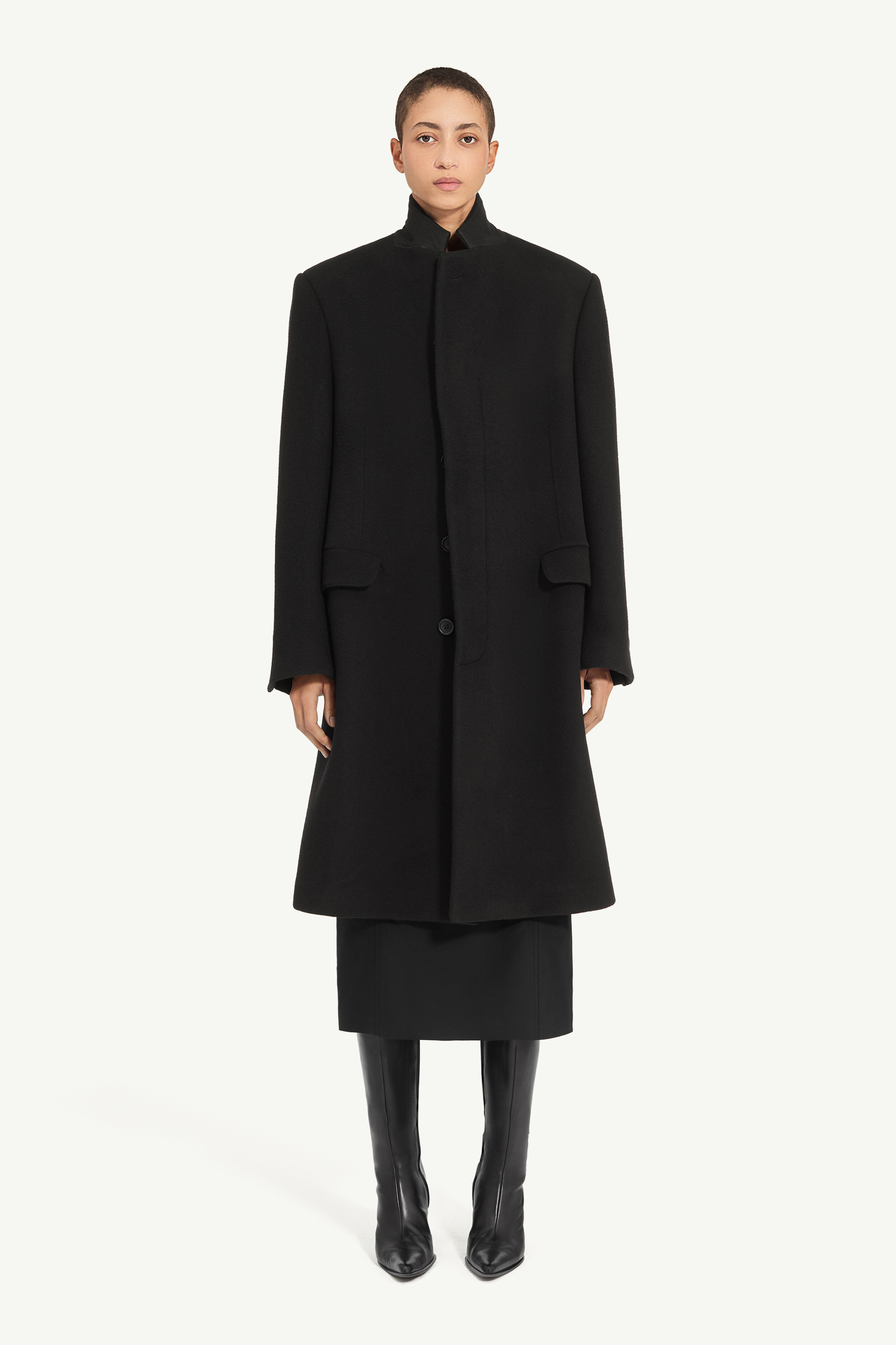 Stand collar wool blend coat - 2