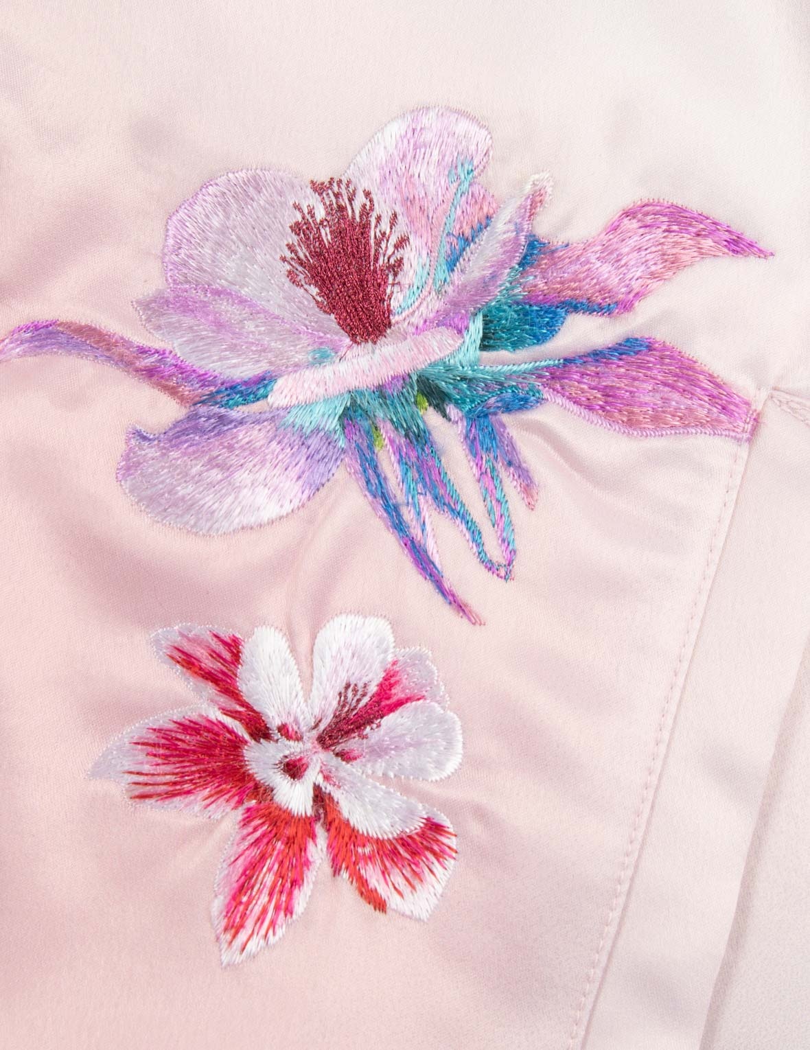 Floral Kamon Embroidery Oversized Souvenir Jacket - 10