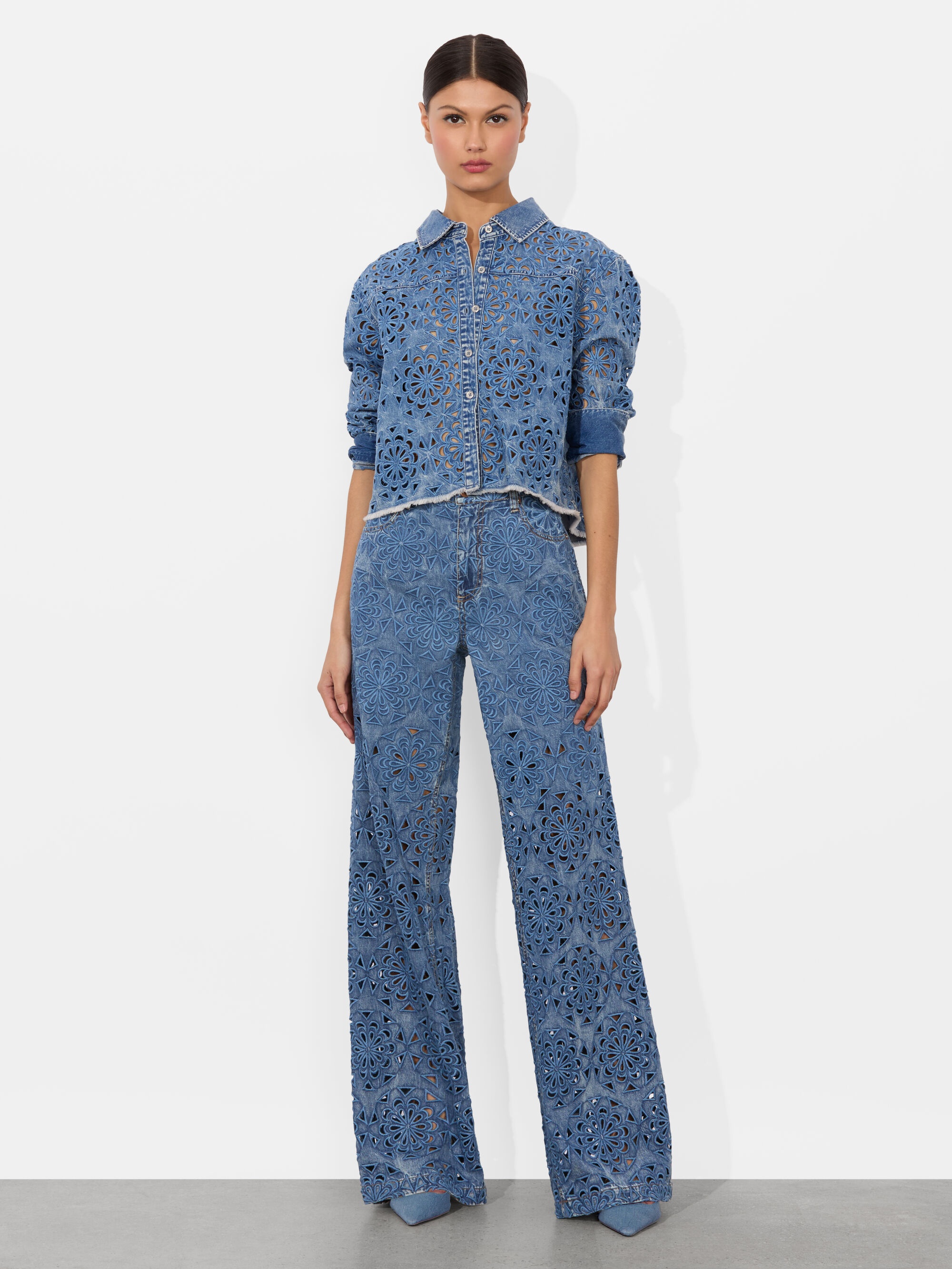 FINELY LASERCUT DENIM SHIRT - 3