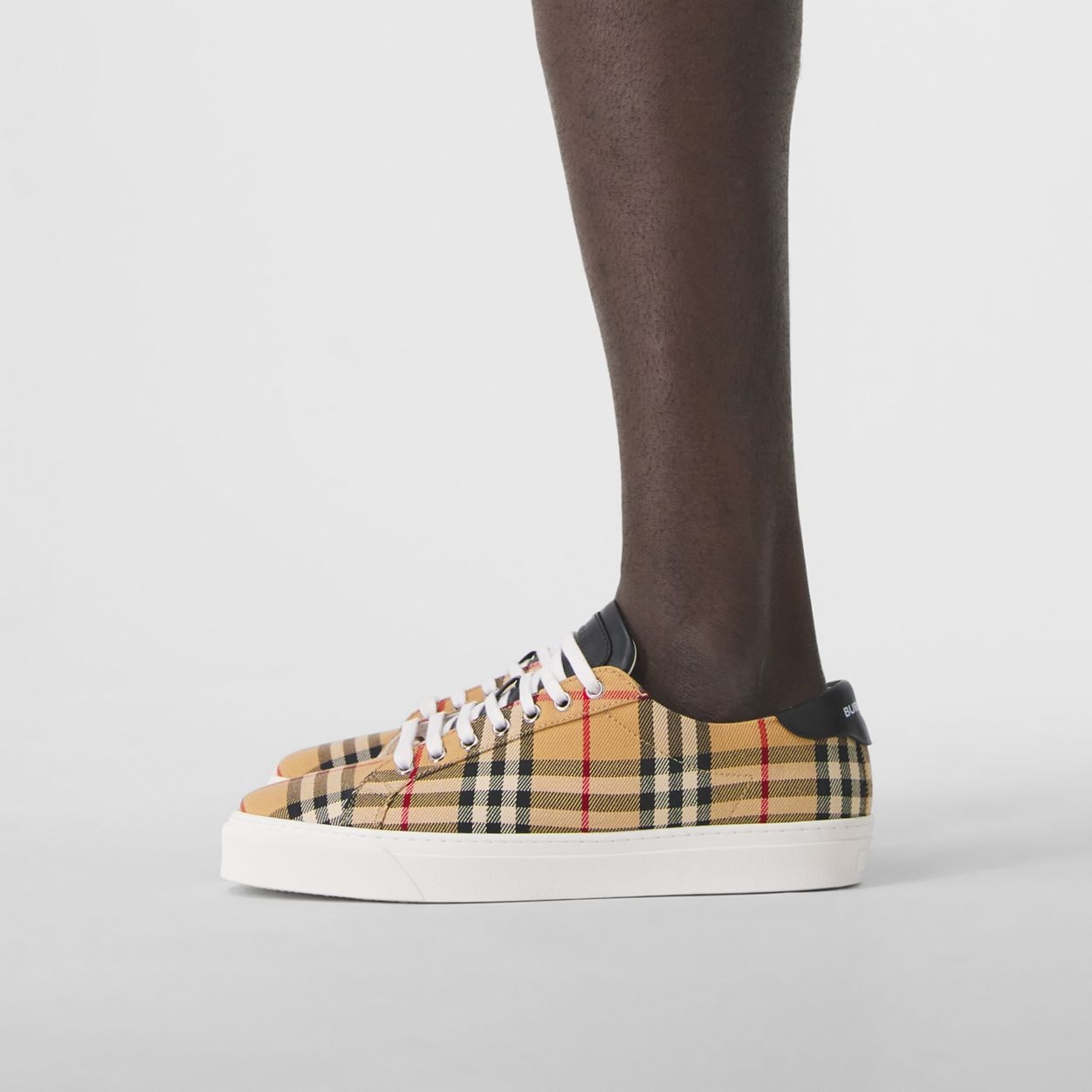 Bio-based Sole Vintage Check and Leather Sneakers - 4