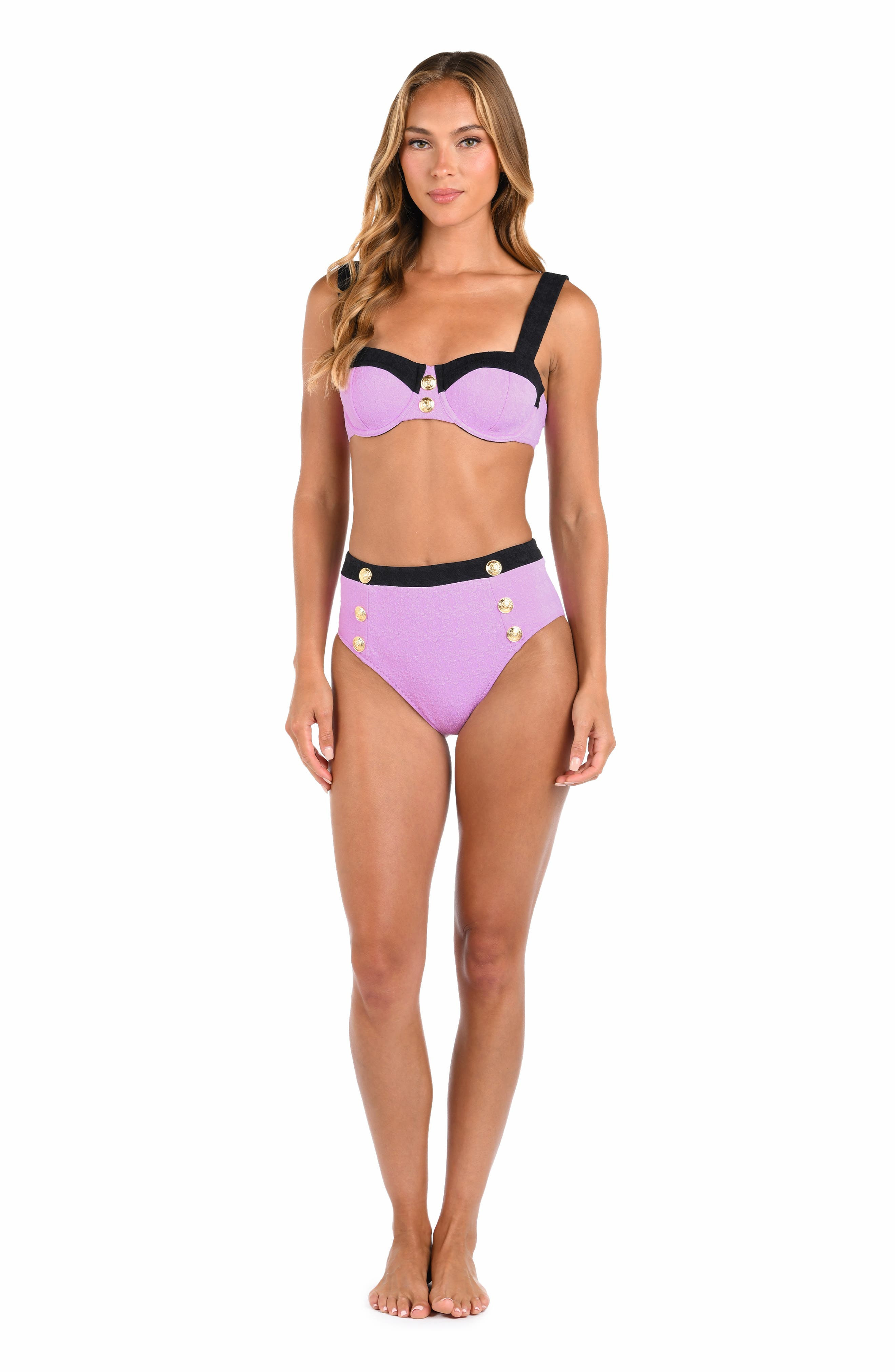 L'AGENCE Alexandria Colorblock Bikini Top in Light Violet at Nordstrom - 5