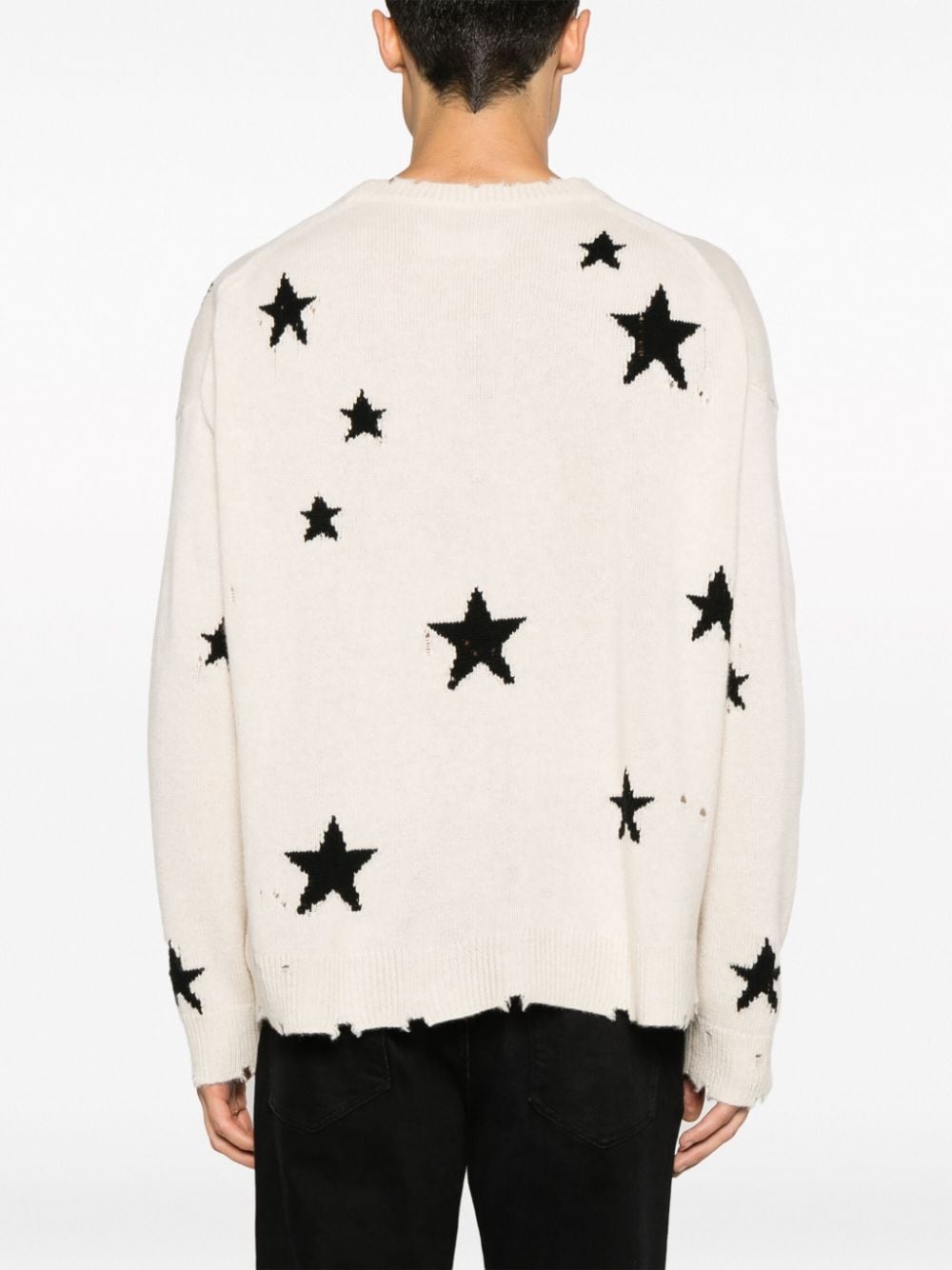 star-intarsia distressed cashmere jumper - 5