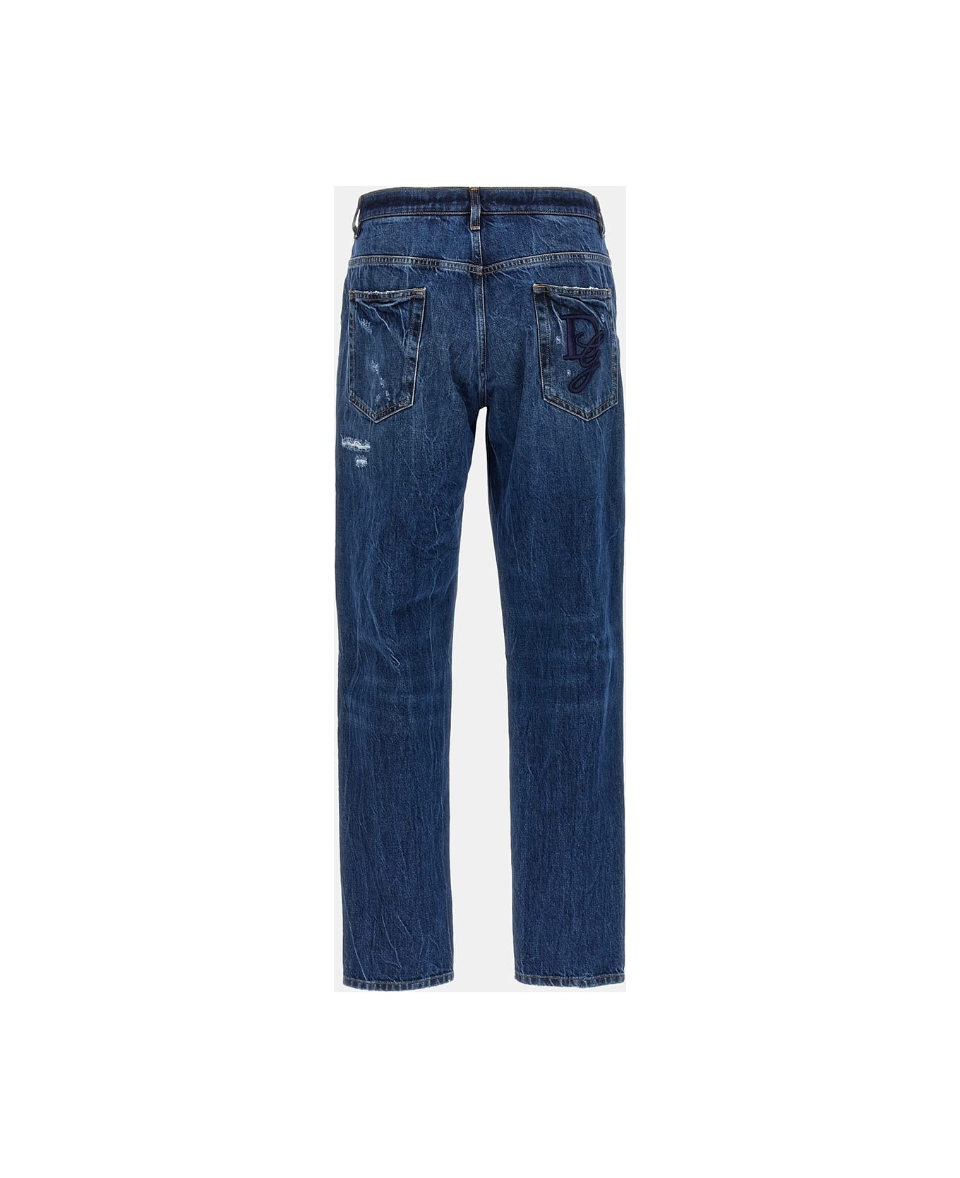 Blue Cotton Denim Jeans - 2