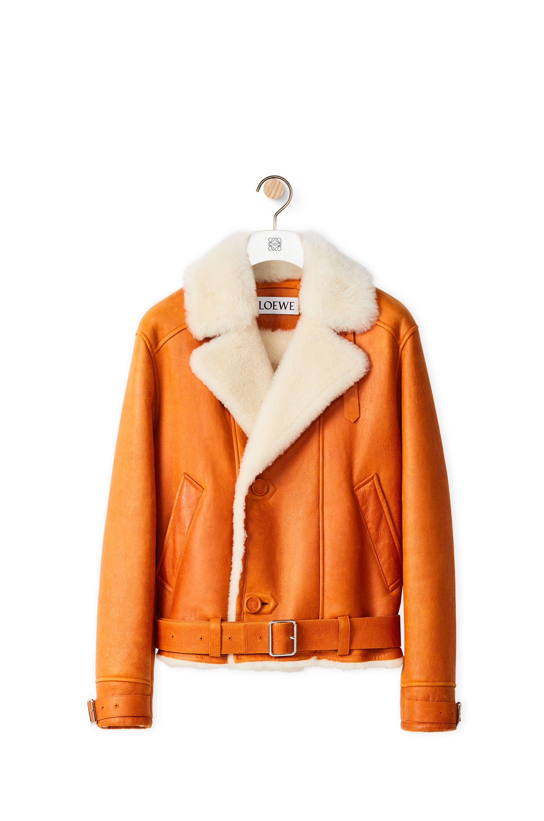 Belted jacket in shearling - 1