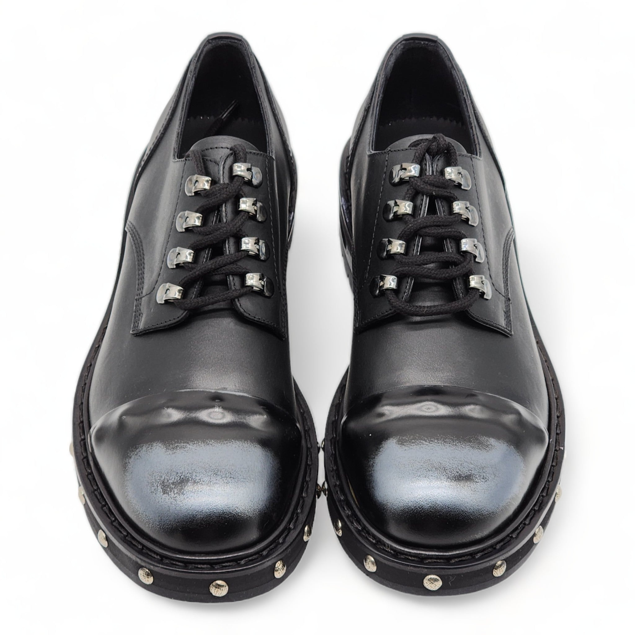 Alexander McQueen Hobnail Derby Shoes - Leather - Black - 3