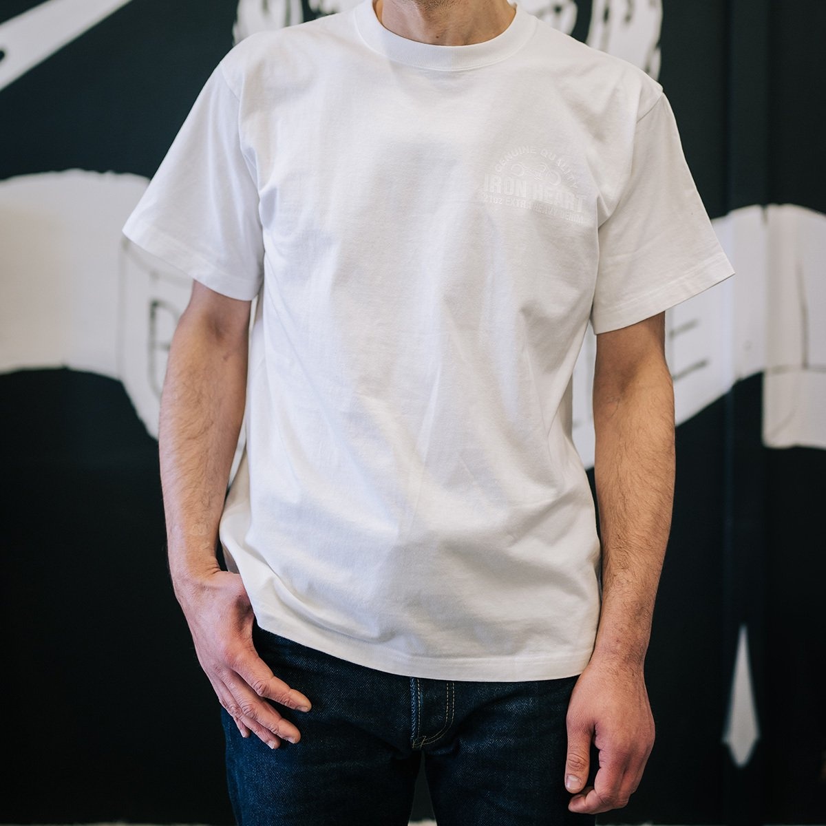 IHT-2401-WHT 7.5oz Printed Loopwheel Crew Neck T-Shirt - White - 4