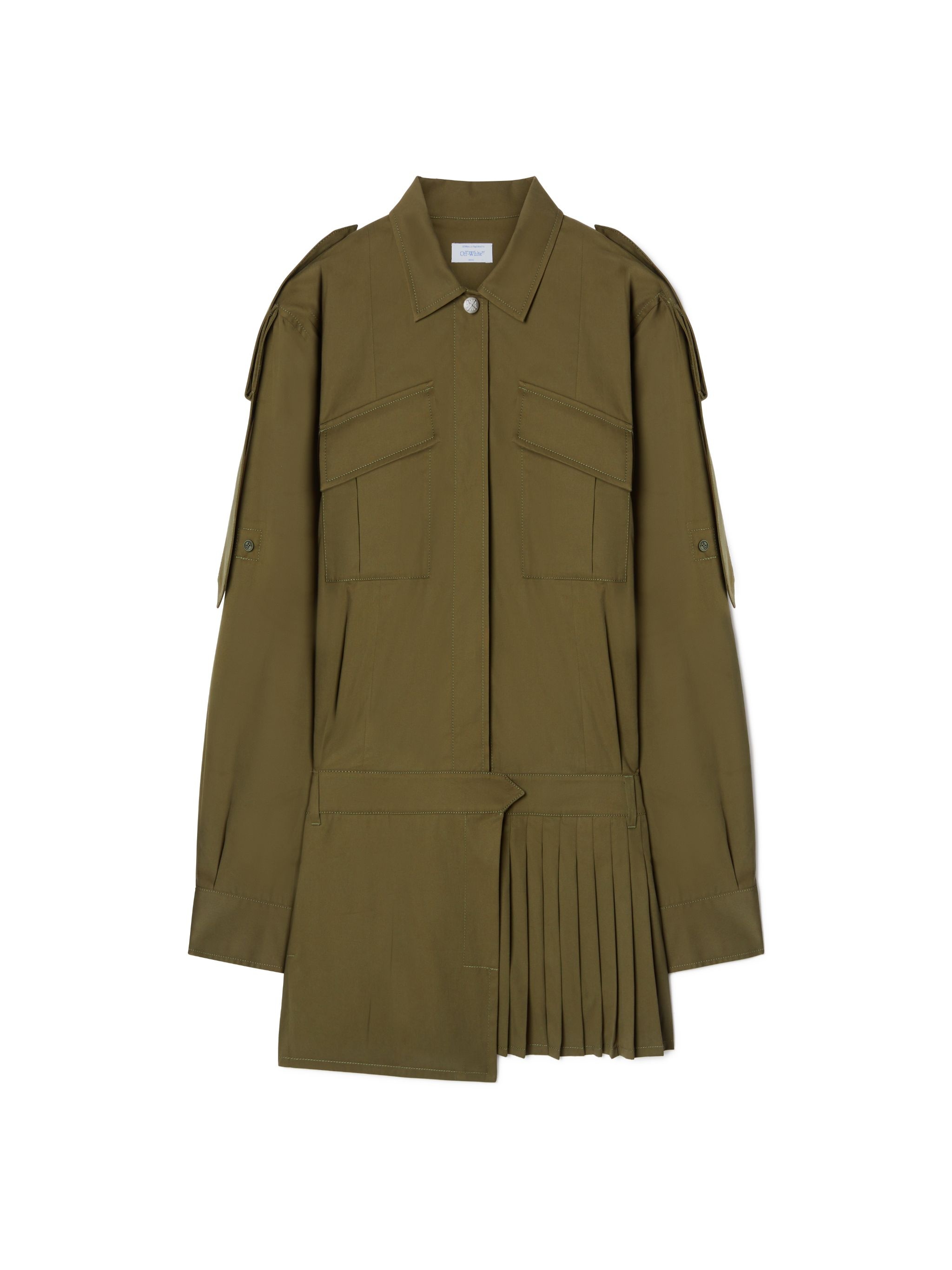 【送料&関税込】Off-White savana Green Cotton Dress Off-White Green Savana Cotton Mini Dress | REVERSIBLE