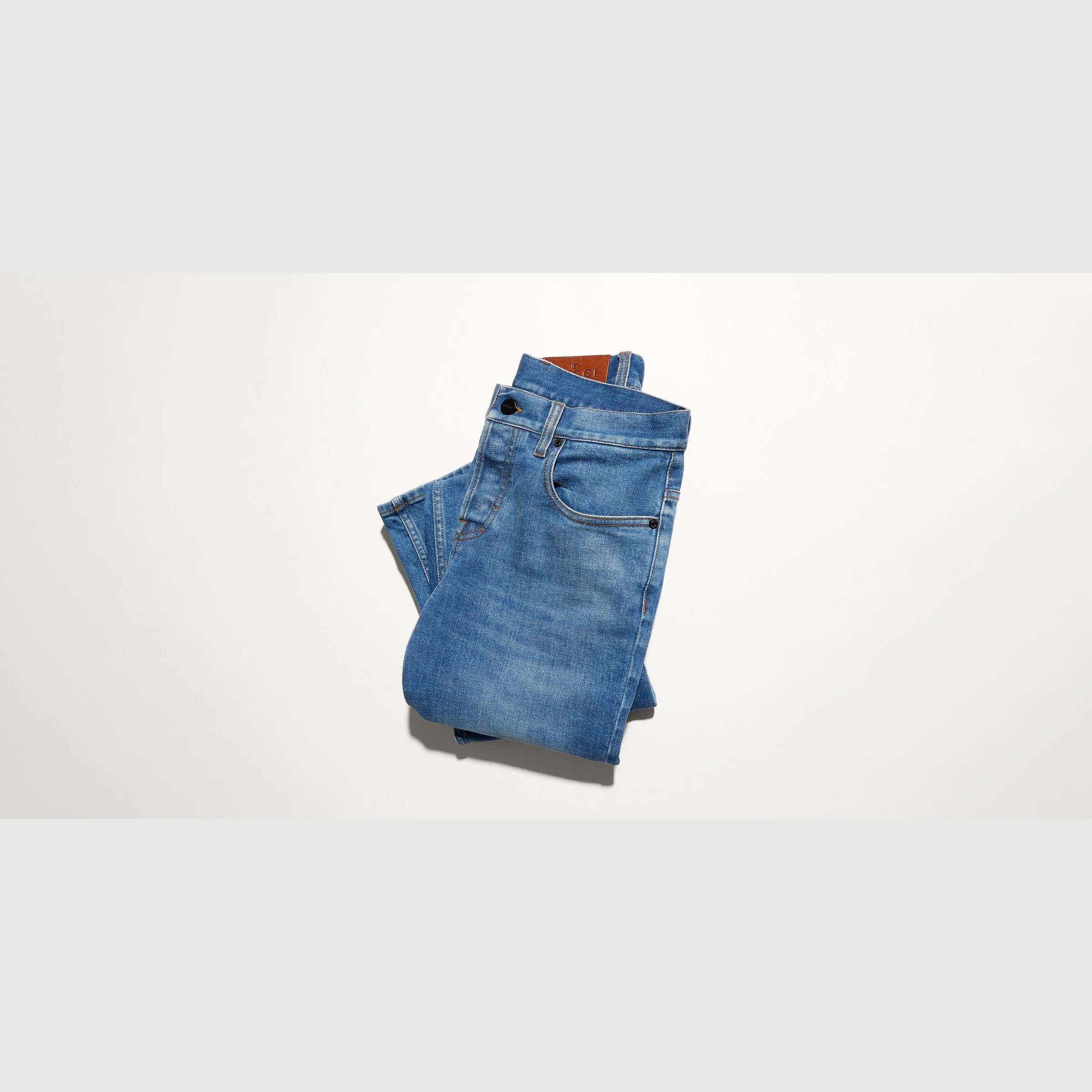 Flared stretch cotton denim pants - 1