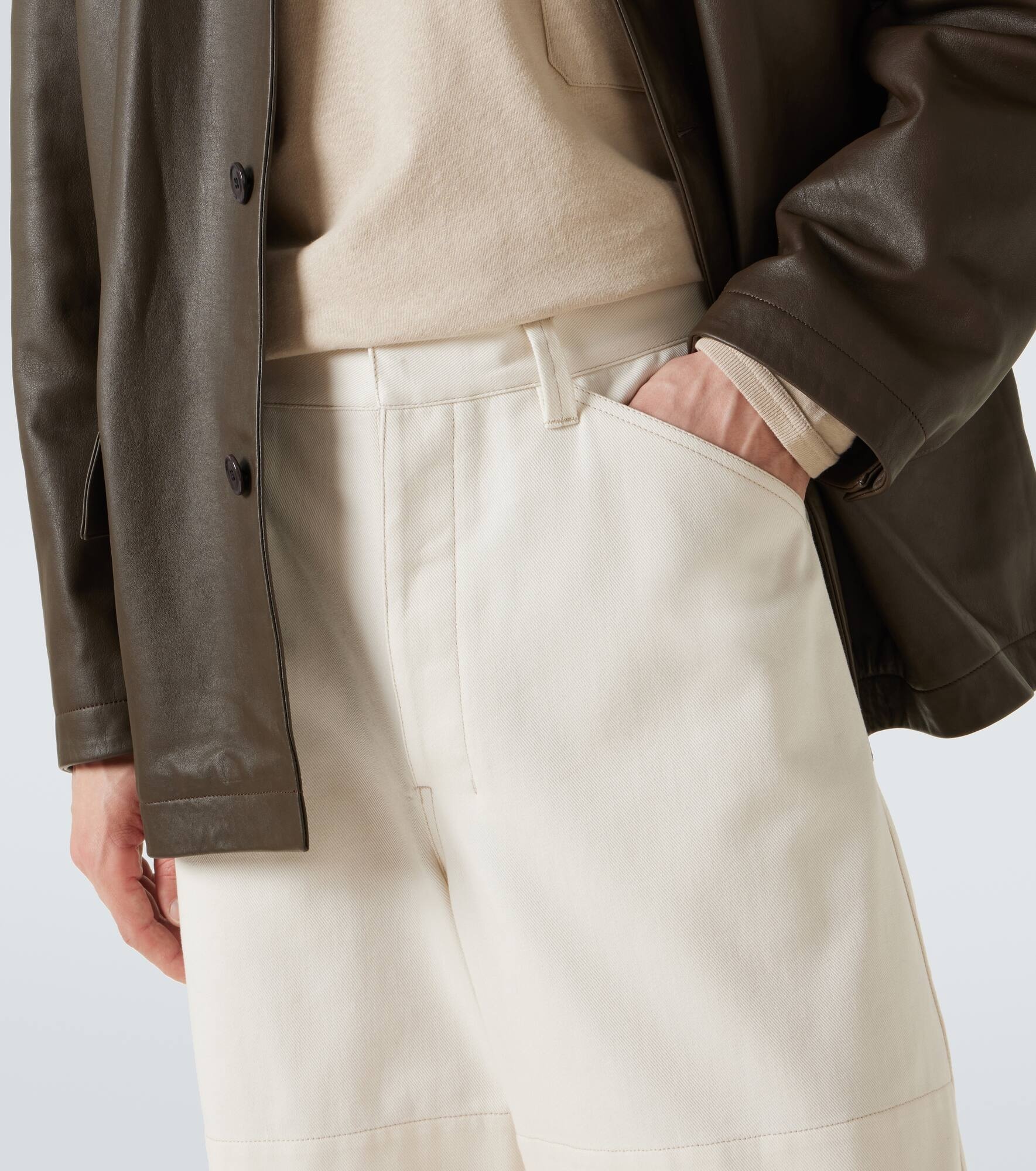 Cotton drill barrel-leg pants - 5