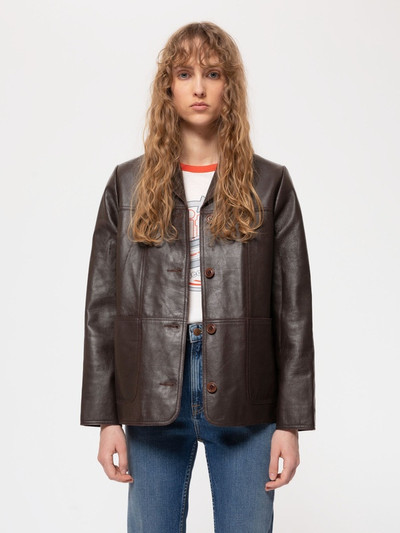 Nudie Jeans Saga Leather Blazer Dark Brown outlook