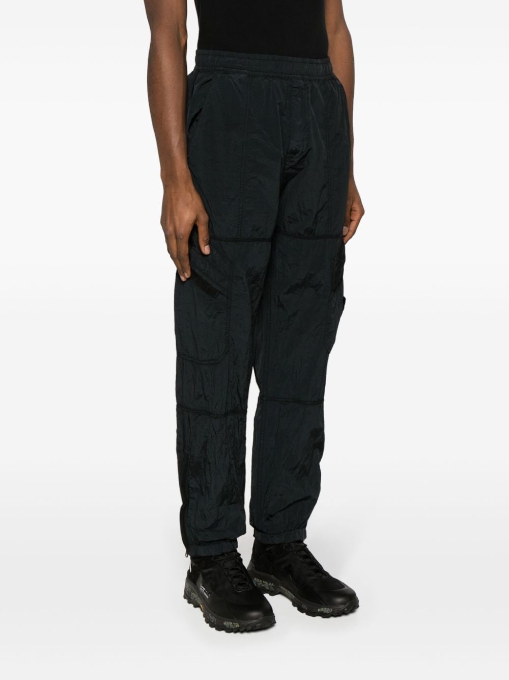 Compass-badge crinkled track pants - 3