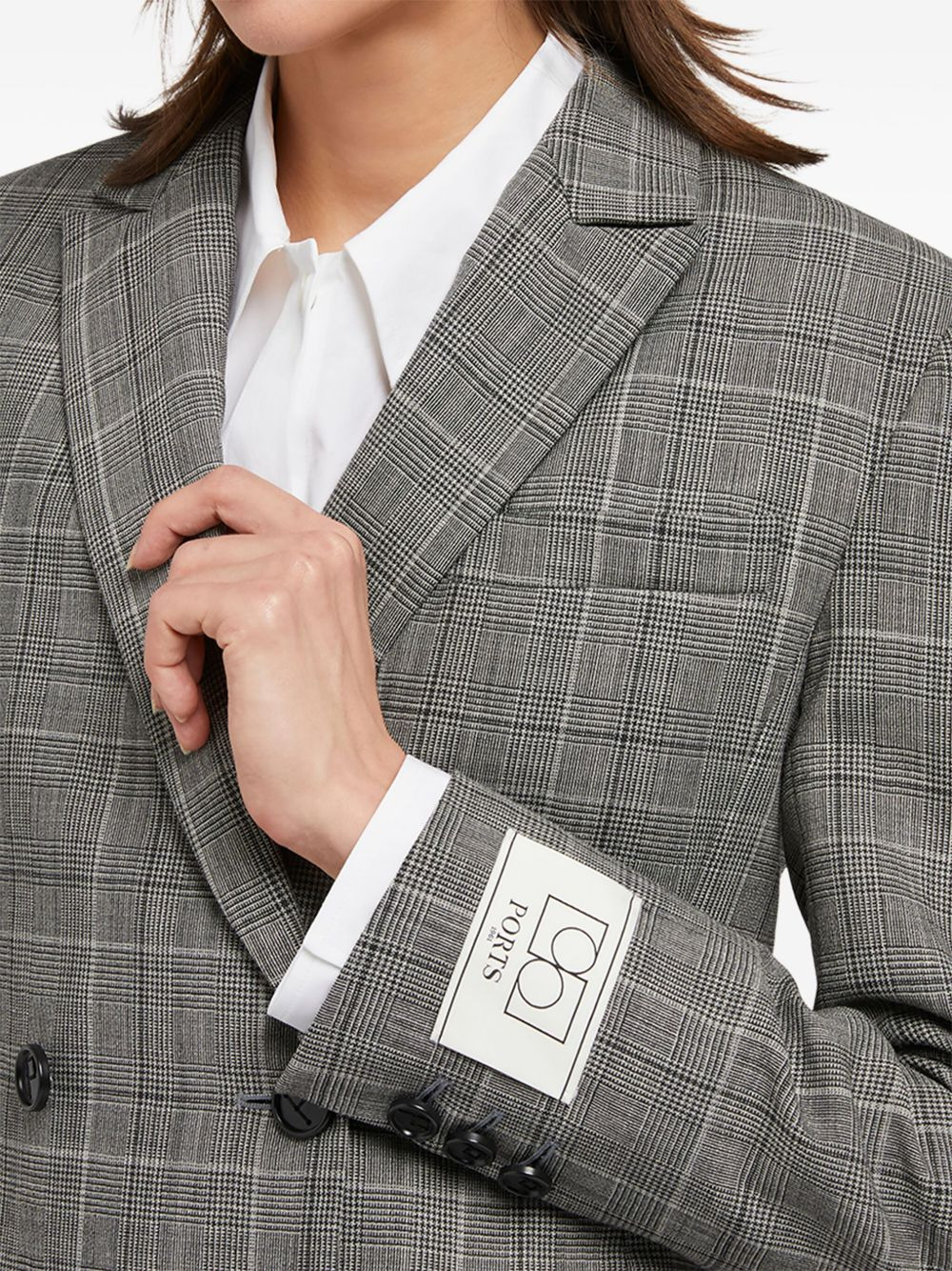 double-breasted checked blazer - 4