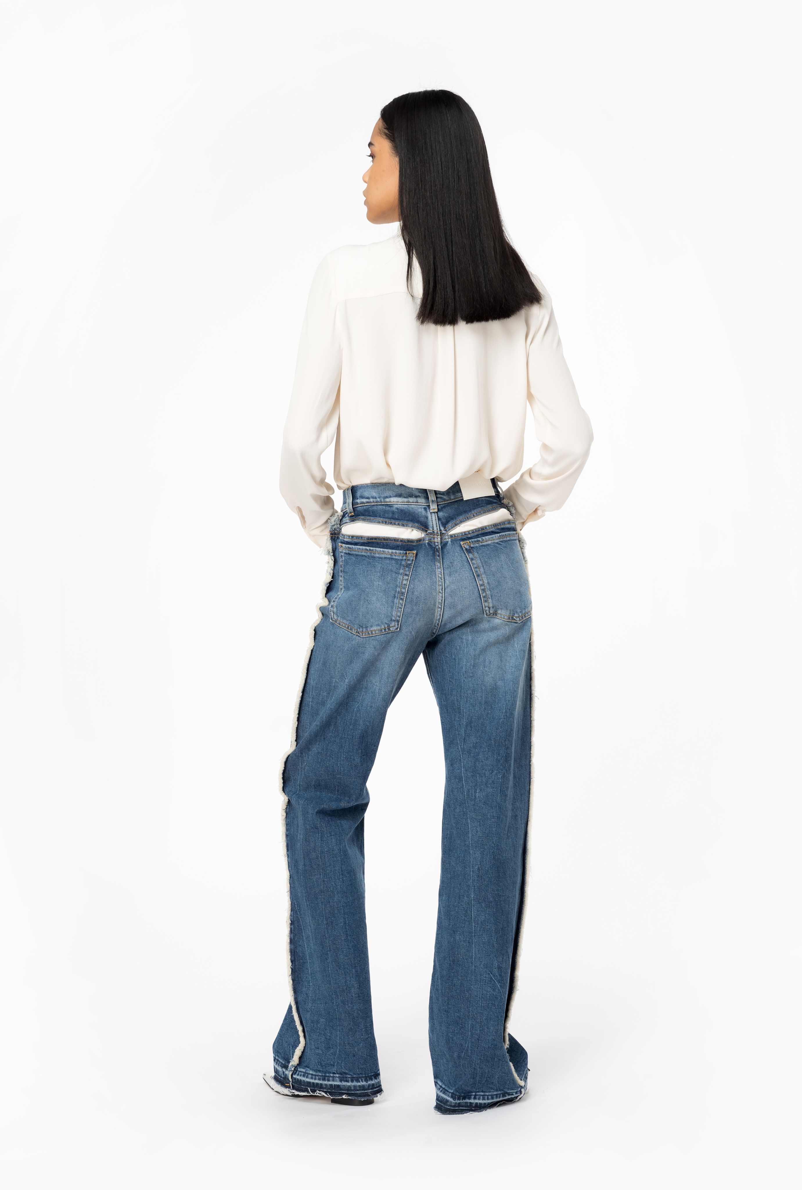PINKO WIDE-LEG JEANS WITH CUT-OUT | REVERSIBLE