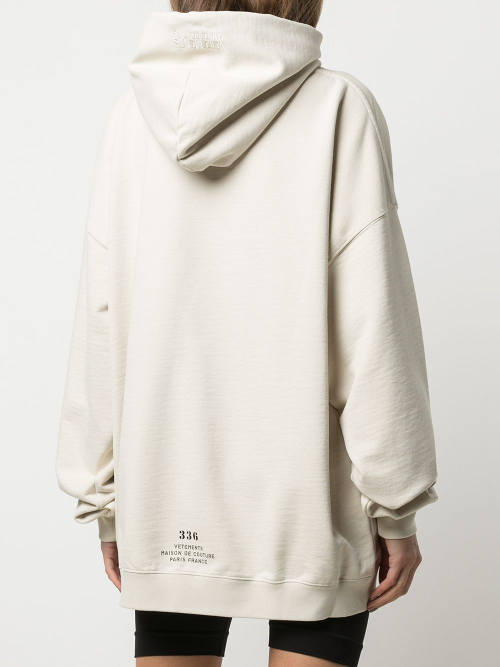 slogan-print drawstring hoodie - 4