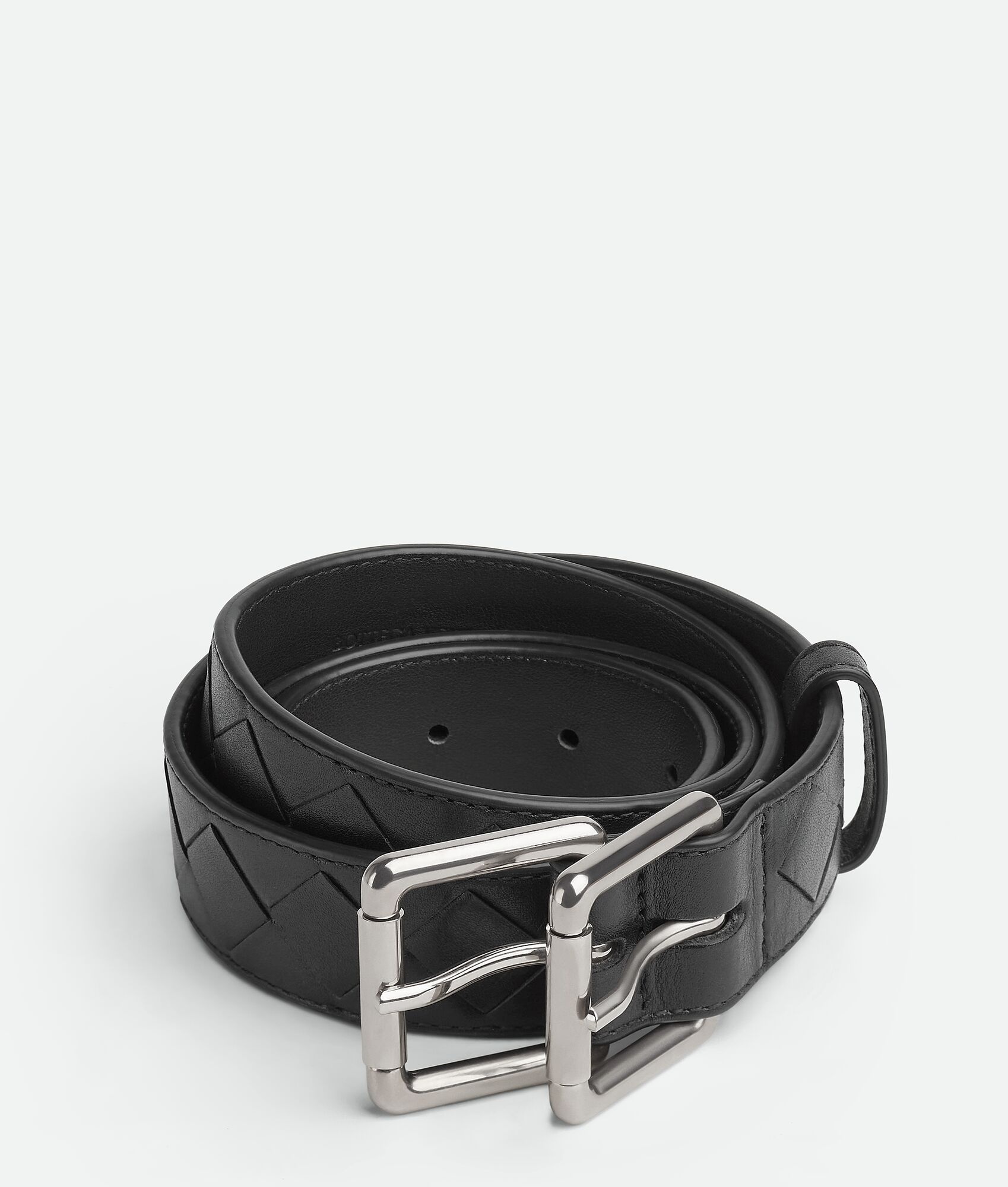 intrecciato double buckle belt - 1