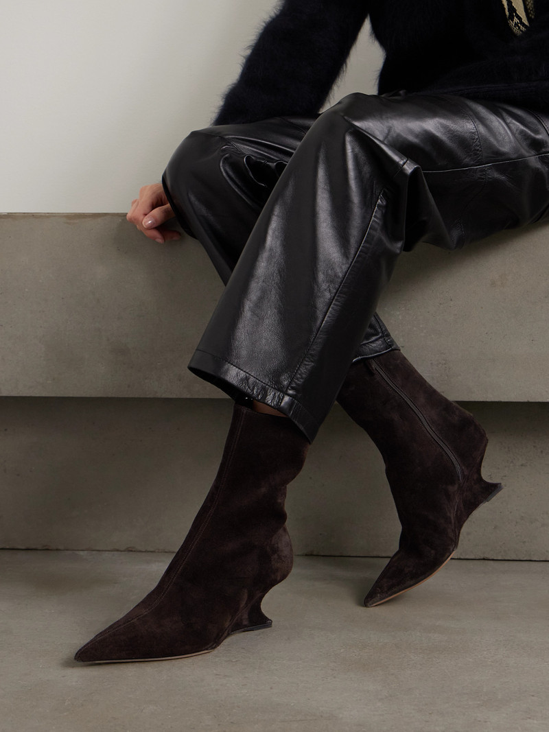 PARIS TEXAS Nina Suede Wedge Ankle Boots outlook