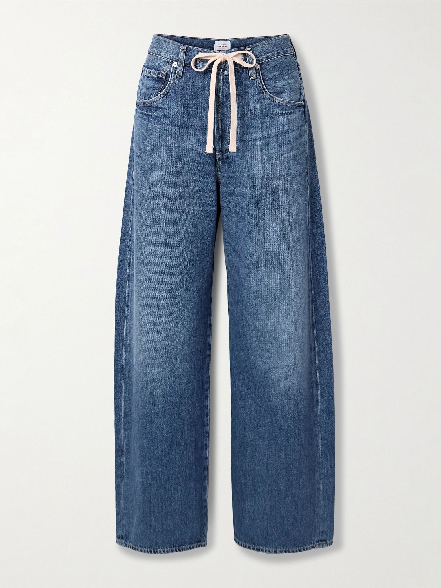 Brynn Drawstring mid-rise wide-leg jeans Dark denim - 1