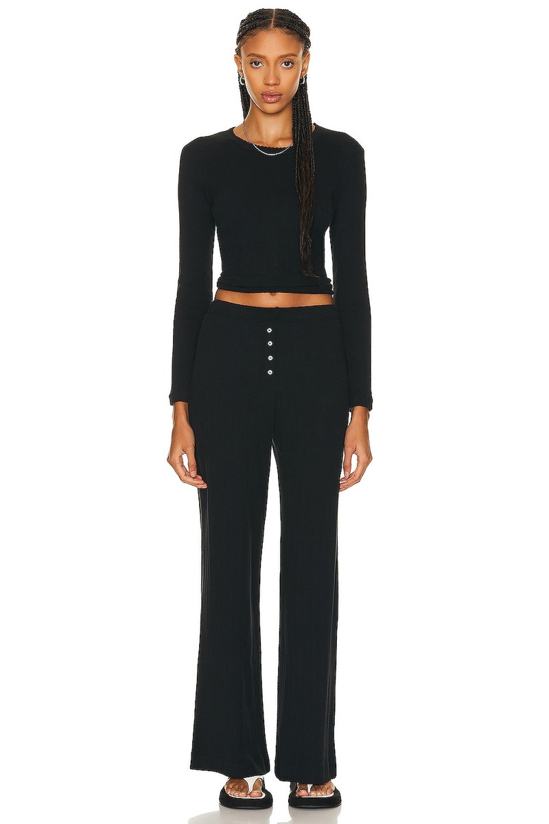 LESET Pointelle Slim Fit Long Sleeve Top outlook