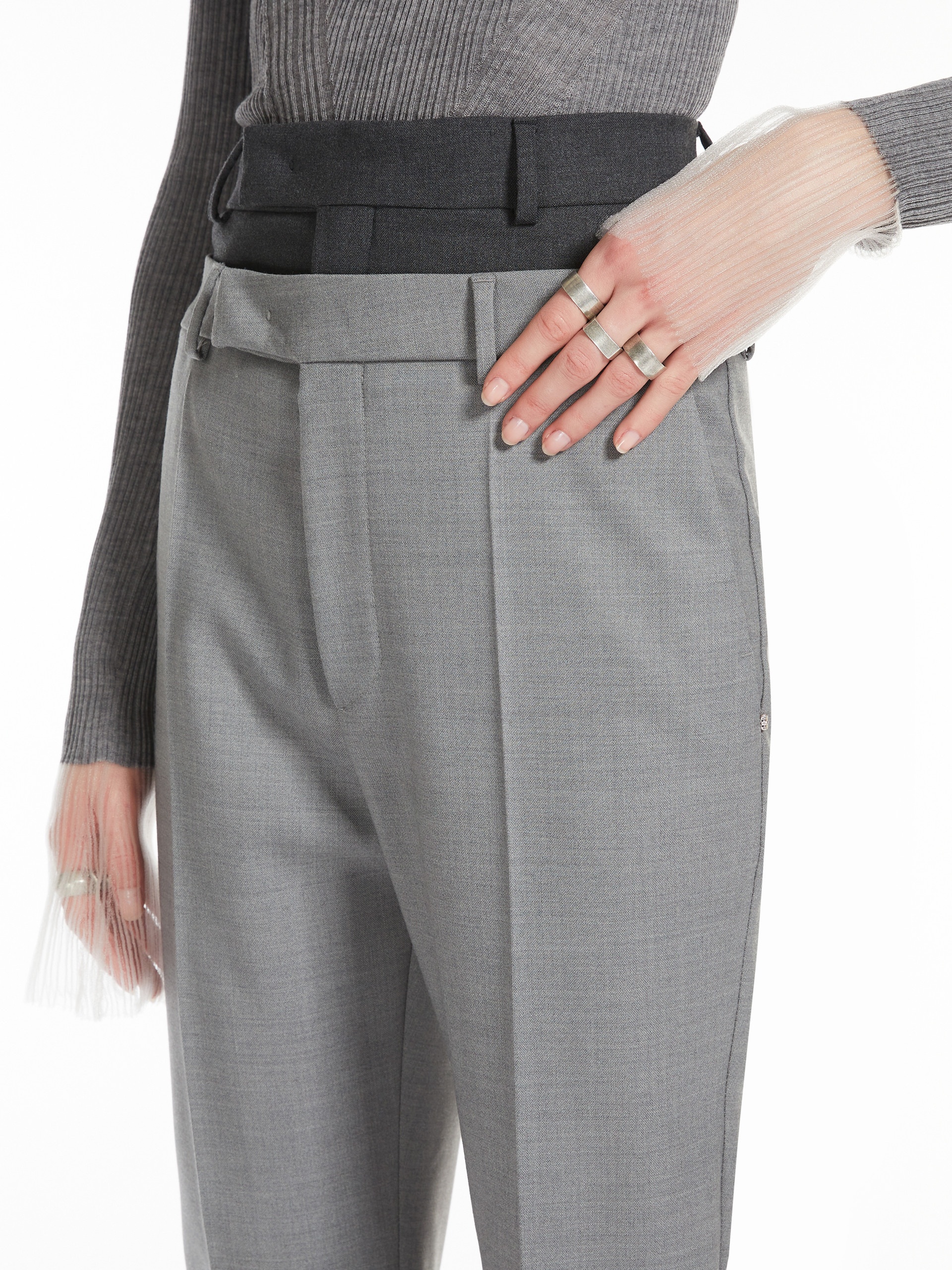 LINCE Flared trousers with a branded double belt - 5