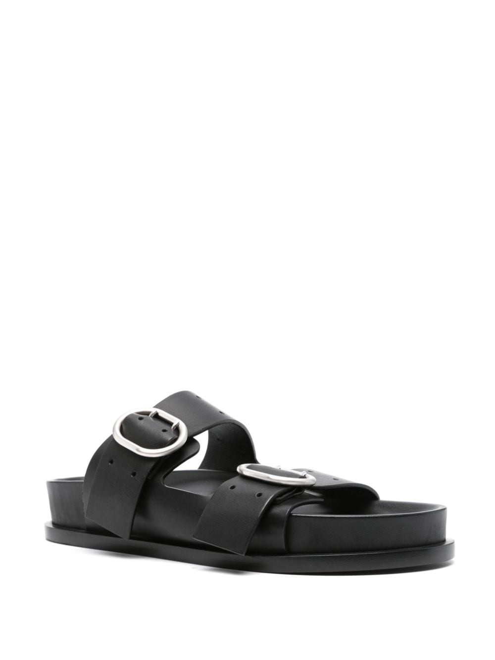 double-buckle leather sandals - 2