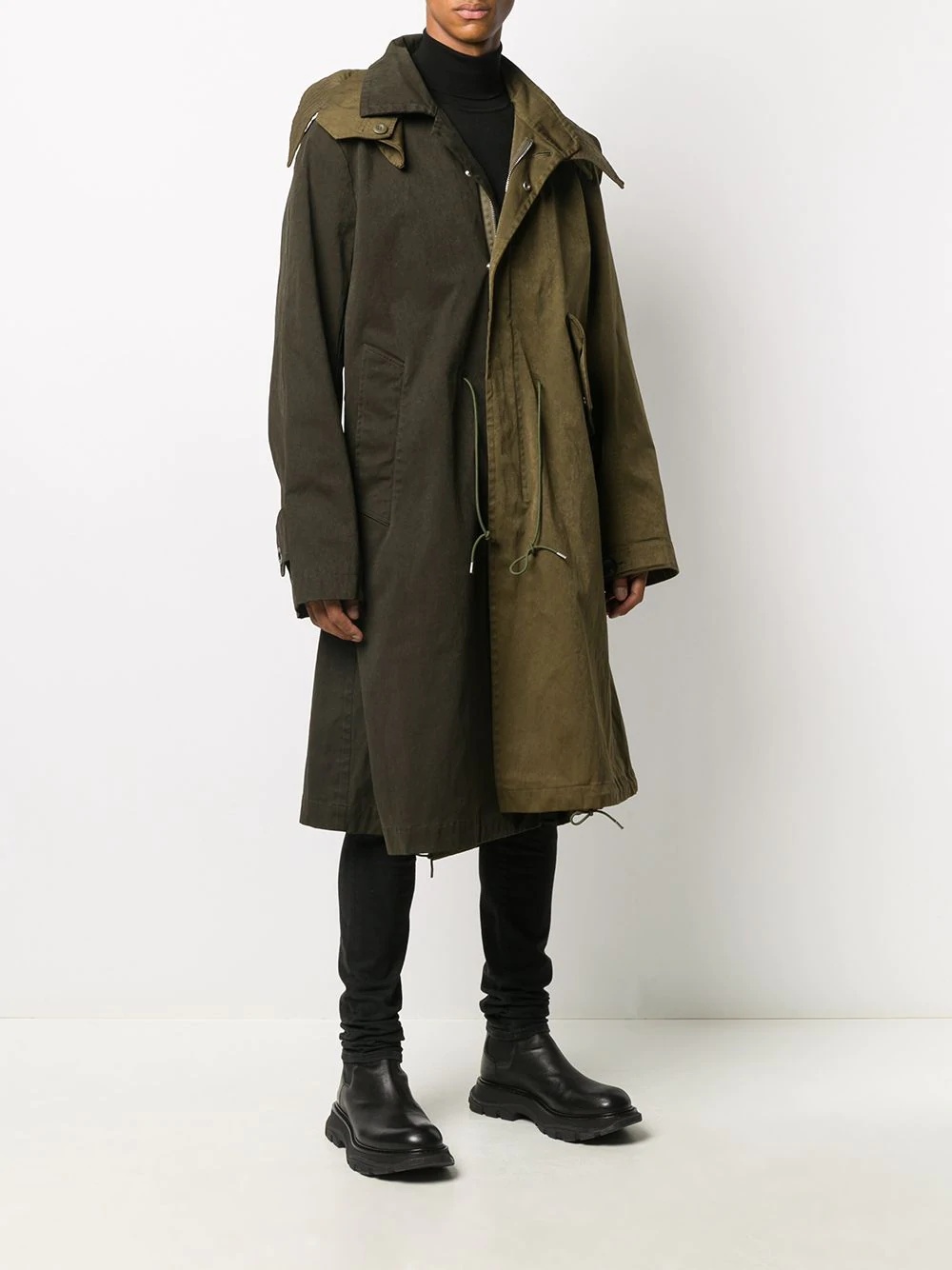 long-sleeve parka coat - 3