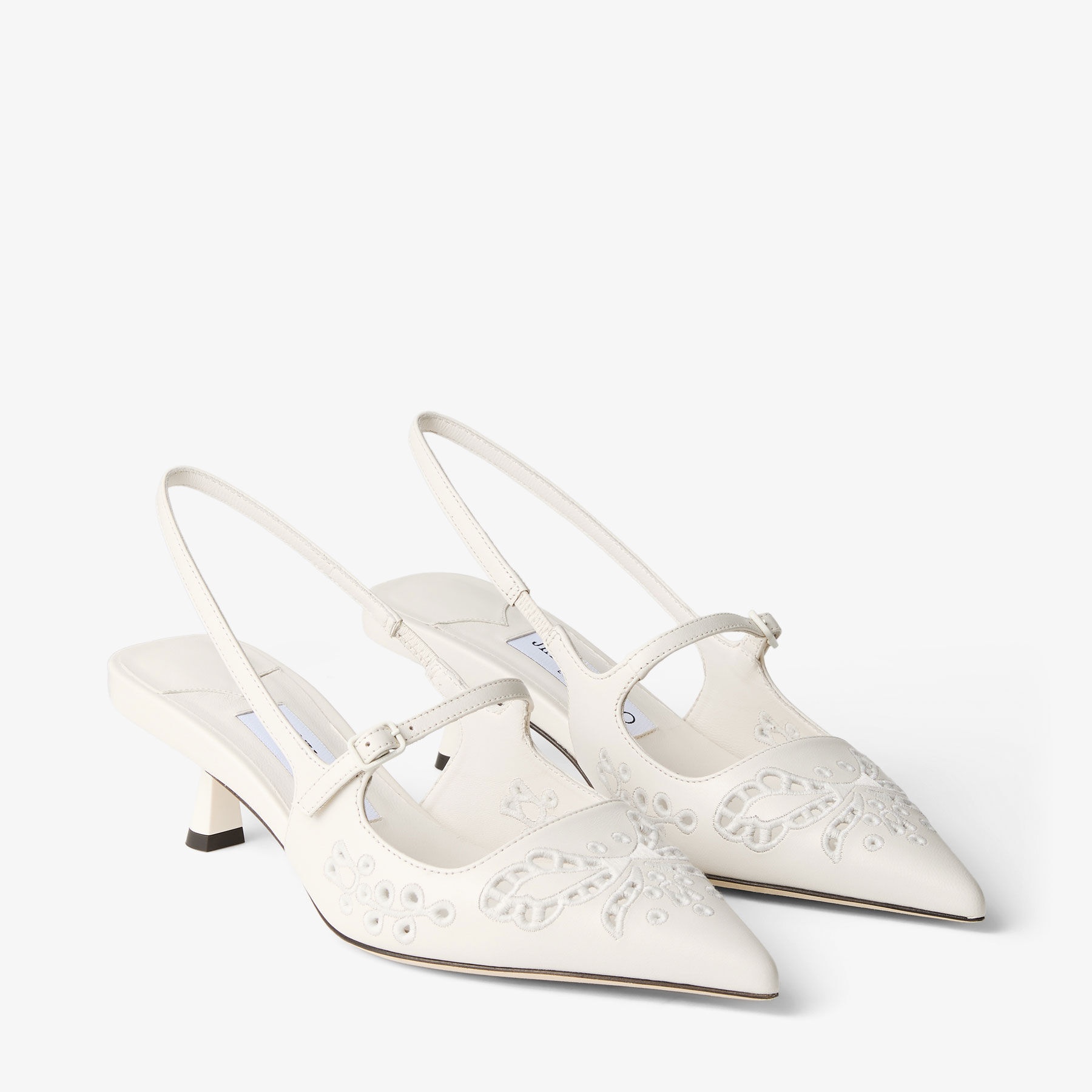 Didi 45
Latte Leather Pumps With Sangallo Embroidery - 3