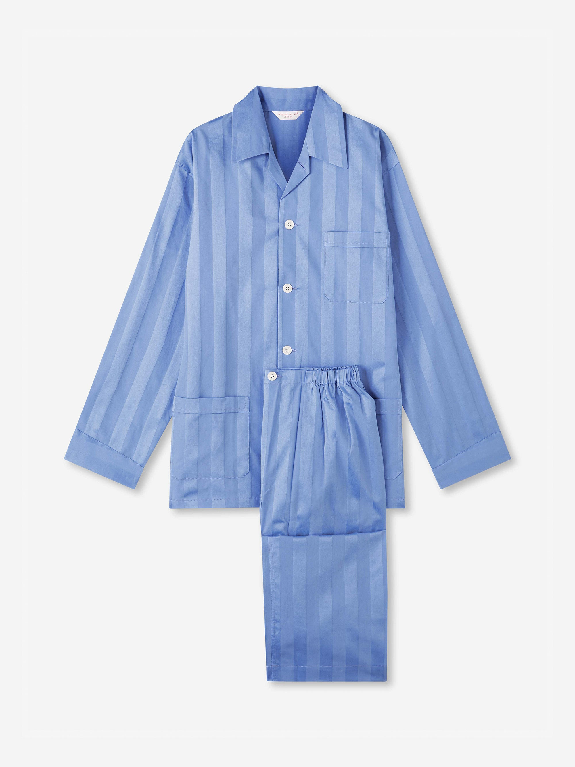 Men's Classic Fit Pyjamas Lingfield Cotton Satin French - 2