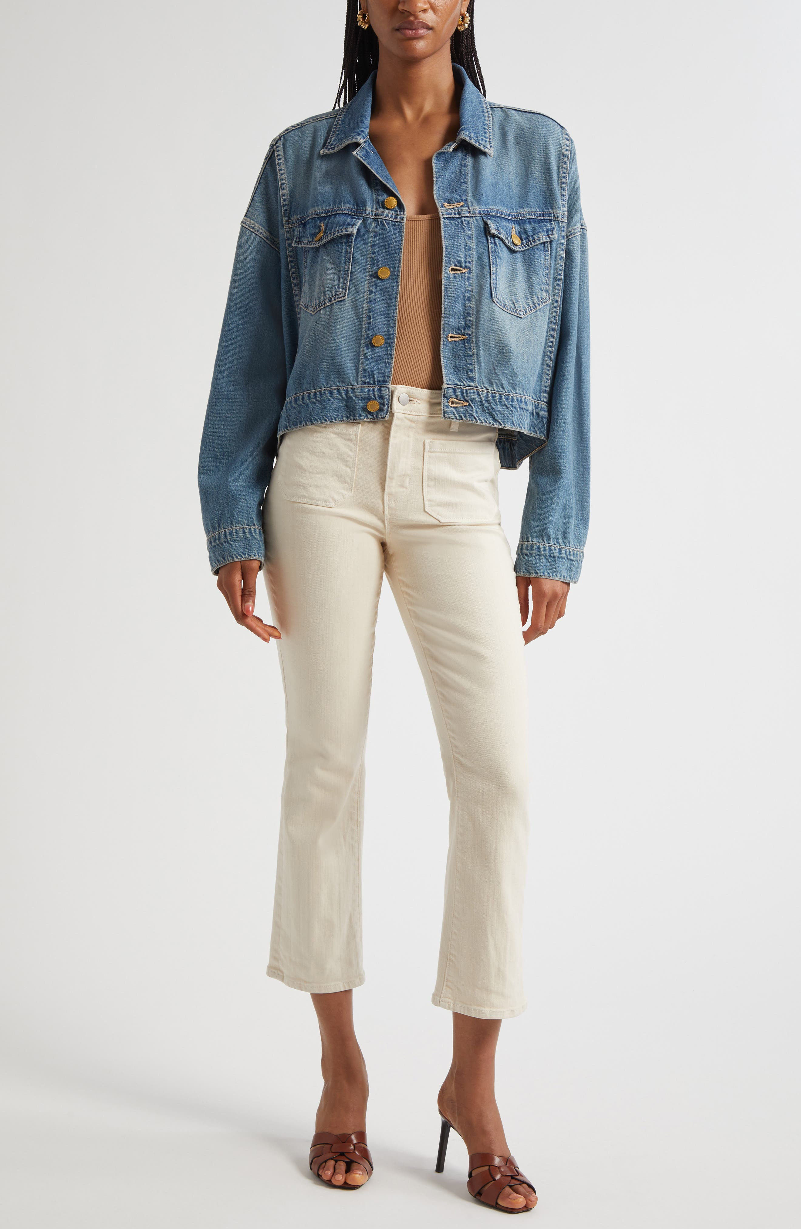 L'AGENCE Vianney High-Low Crop Denim Jacket in Fargo at Nordstrom - 2