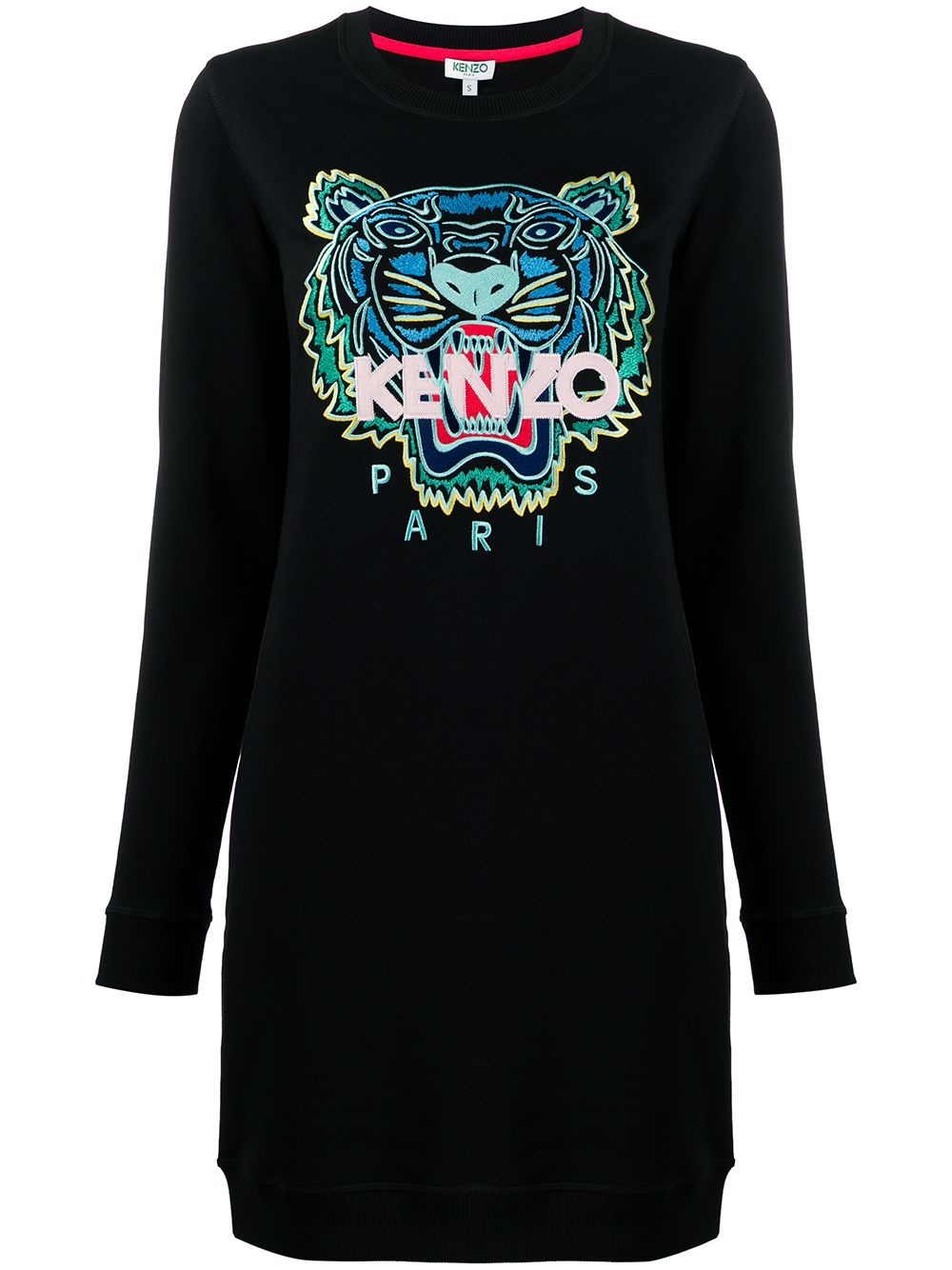 tiger-embroidered sweatshirt dress - 1